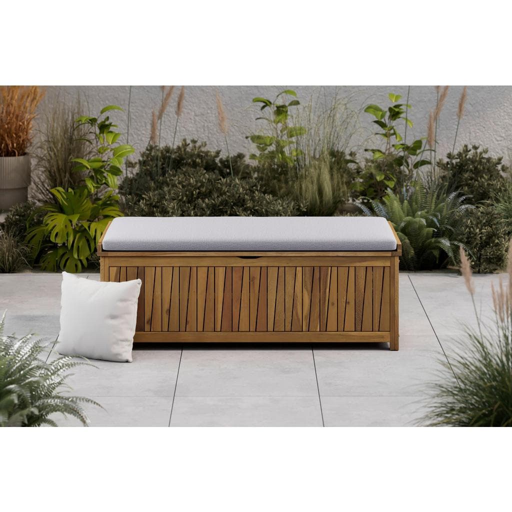 Ambia Garden Kissenbox Grau Akazie Holz Sitzbank