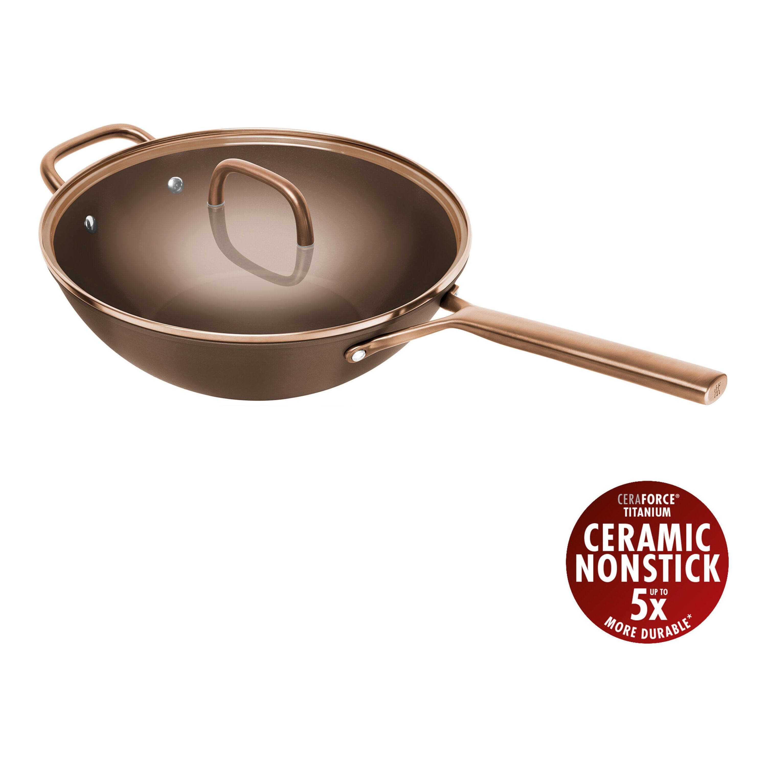 ZWILLING Milano Wok mit Glasdeckel 30 cm Aluminium Braun