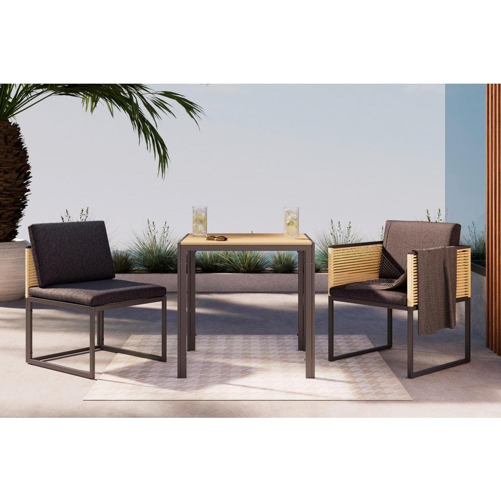 Ambia Garden Balkonset 3-teilig Anthrazit/Grau mit Kissen