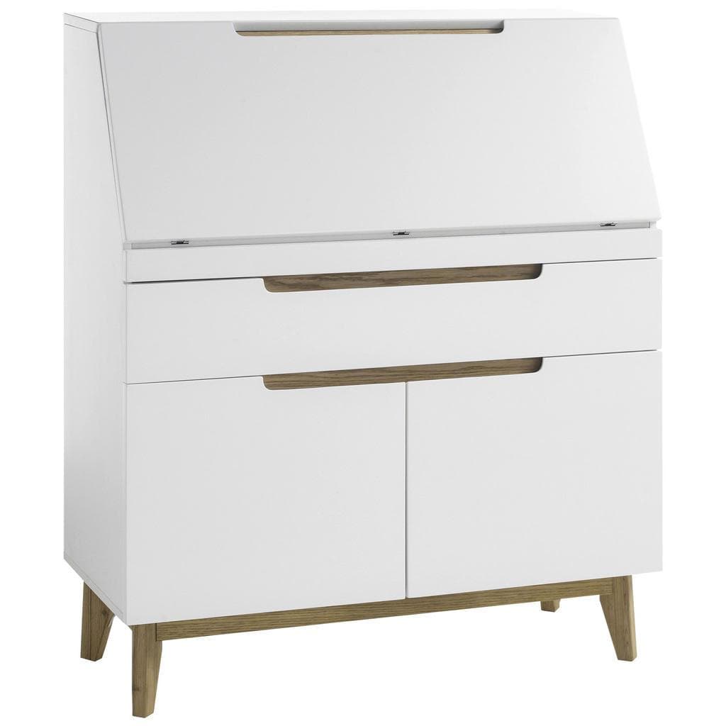 Livetastic Sekretär Weiß Eiche Holz Holzwerkstoff Asteiche Furniert 1 Schublade