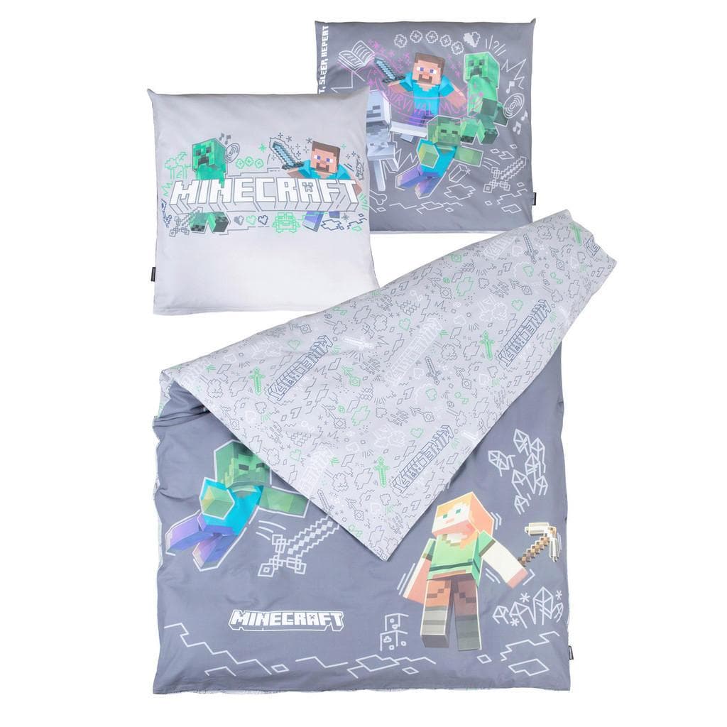 Minecraft Wendebettwäsche Grau 135x200 cm Baumwolle