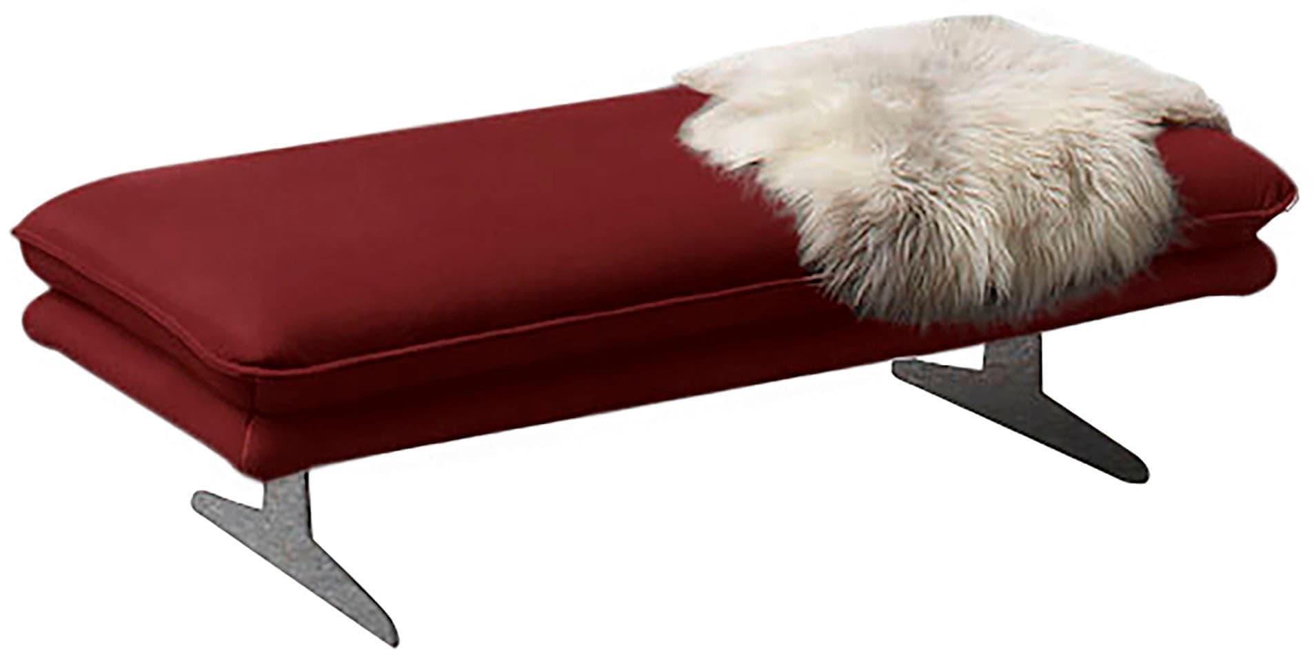 Polsterhocker W.SCHILLIG Broadway Ruby Rot Leder