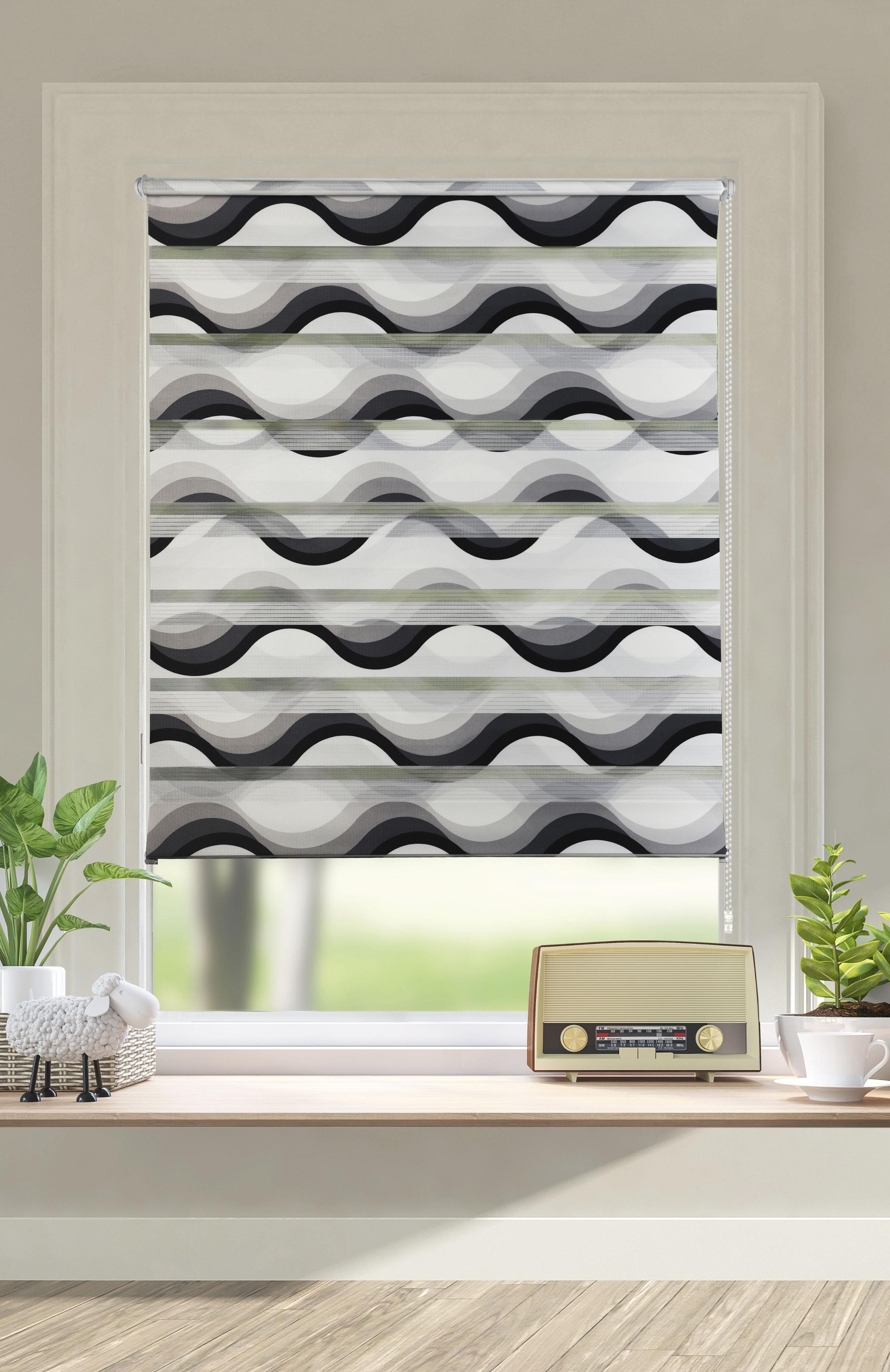 Doppelrollo MY HOME Welle Grau Klemmfix-Duo-Rollo