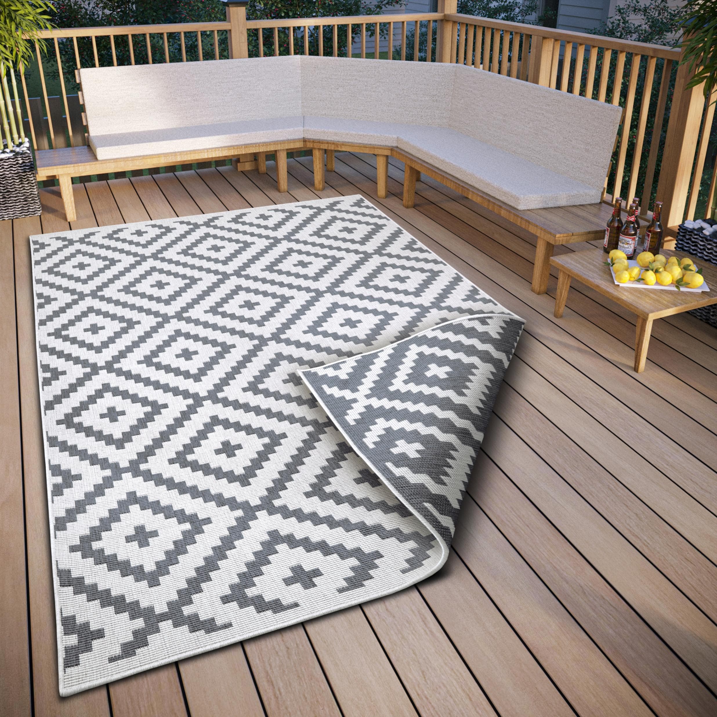 MY HOME Ronda Wendeteppich Sisal-Optik Geometrisches Boho Design