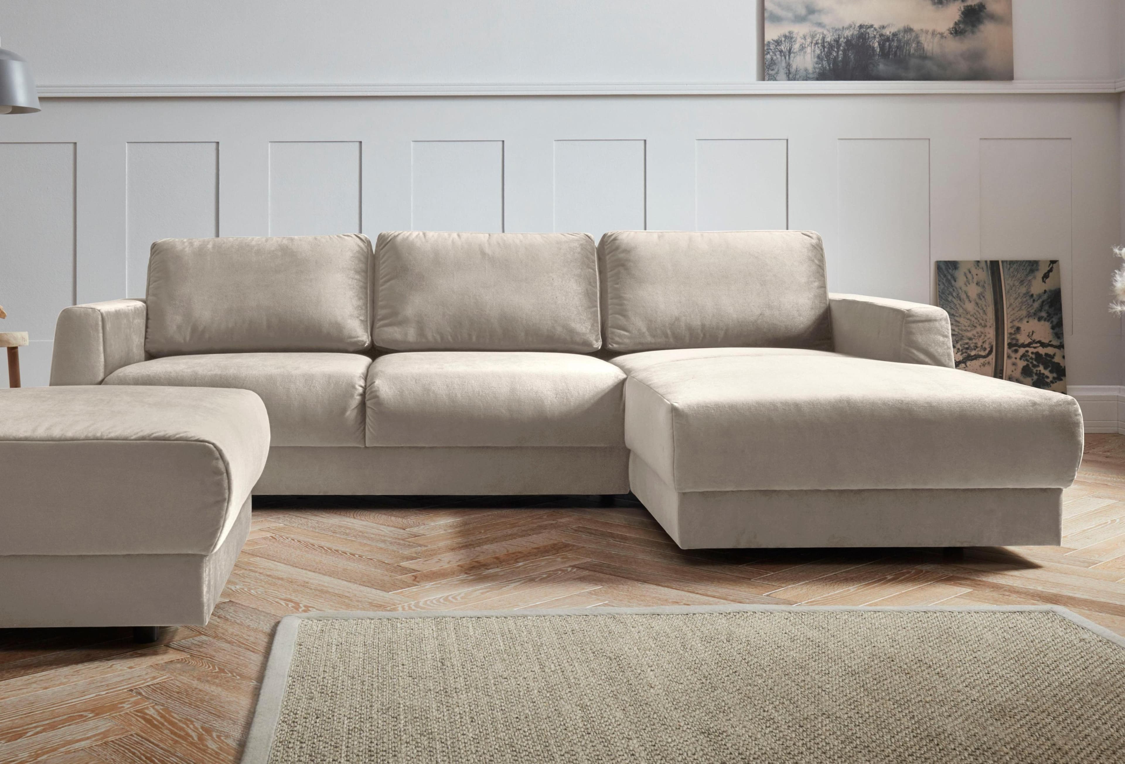 OTTO HOME Ecksofa Hobro L-Form Beige mit Recamiere