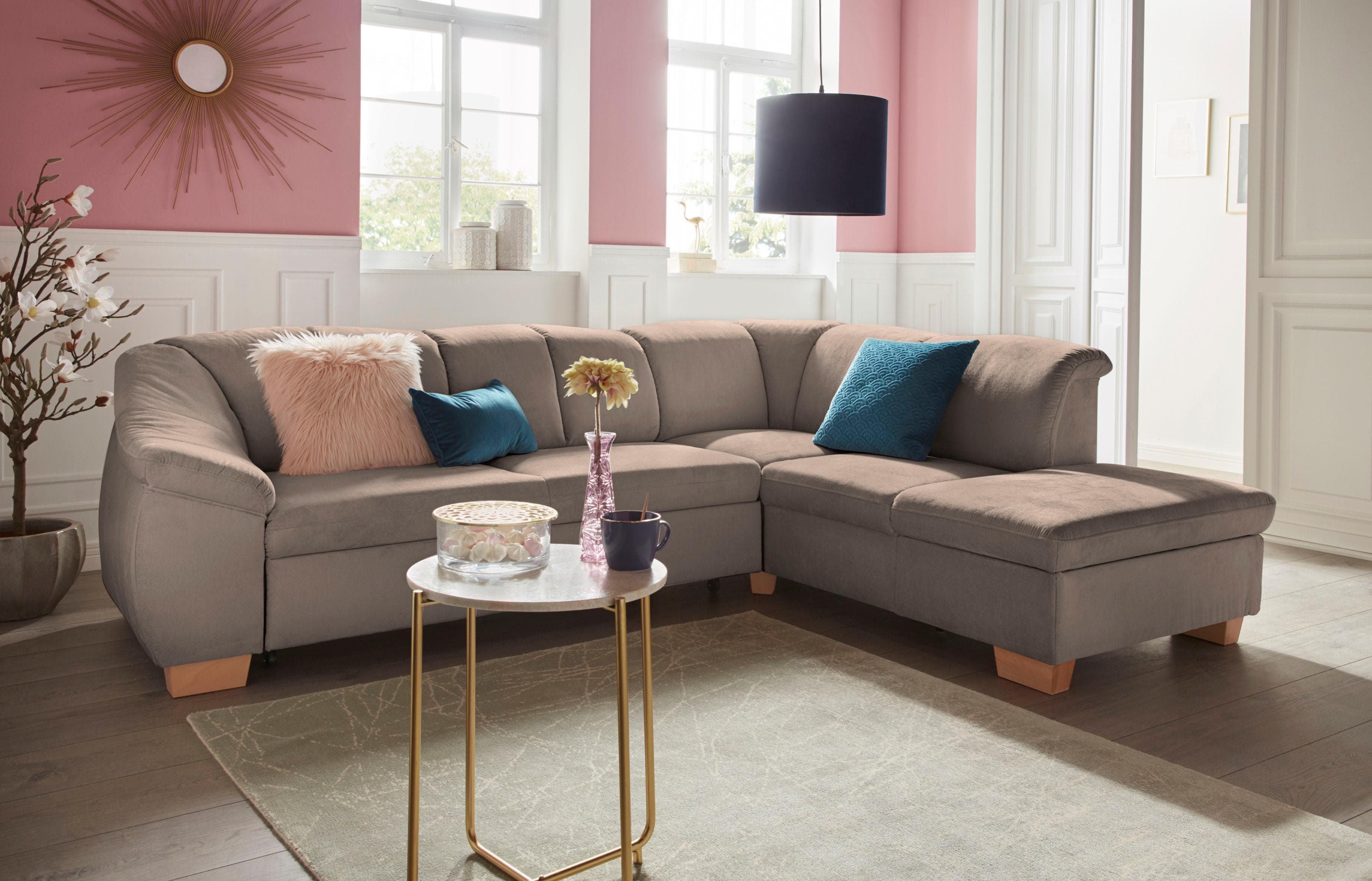 Sit & More Ecksofa Santo L-Form Braun mit Bettfunktion