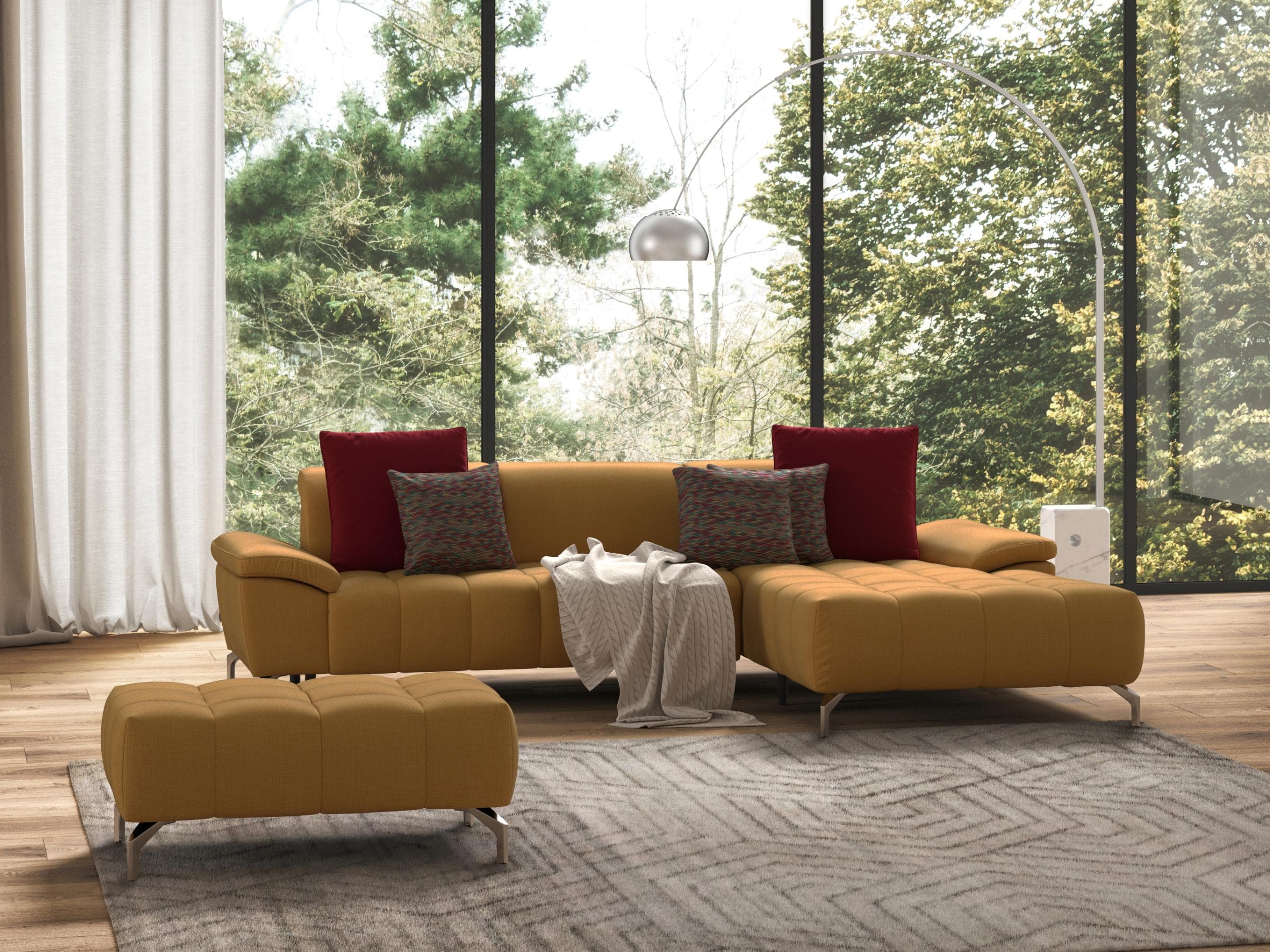 SIT & MORE Ecksofa Cool L-Form Senf Microfaser mit Recamiere