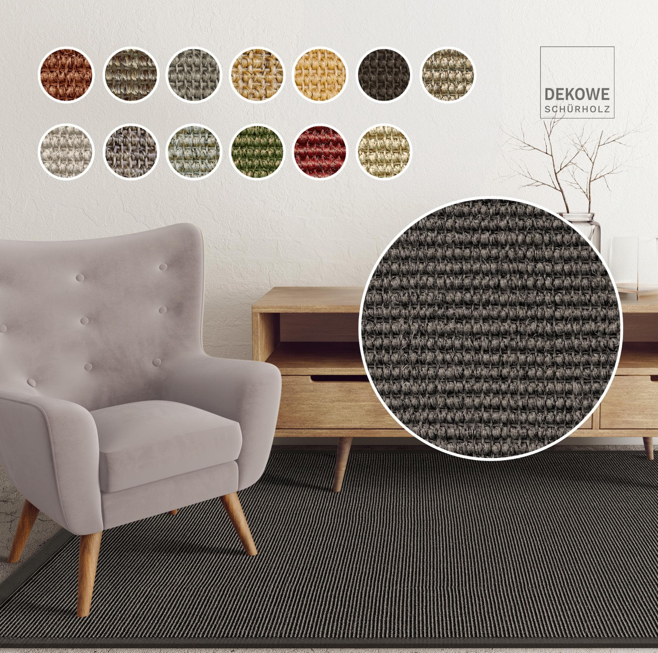 Dekowe Sisalteppich Mara S2: Natürliches Design für Wohnzimmer