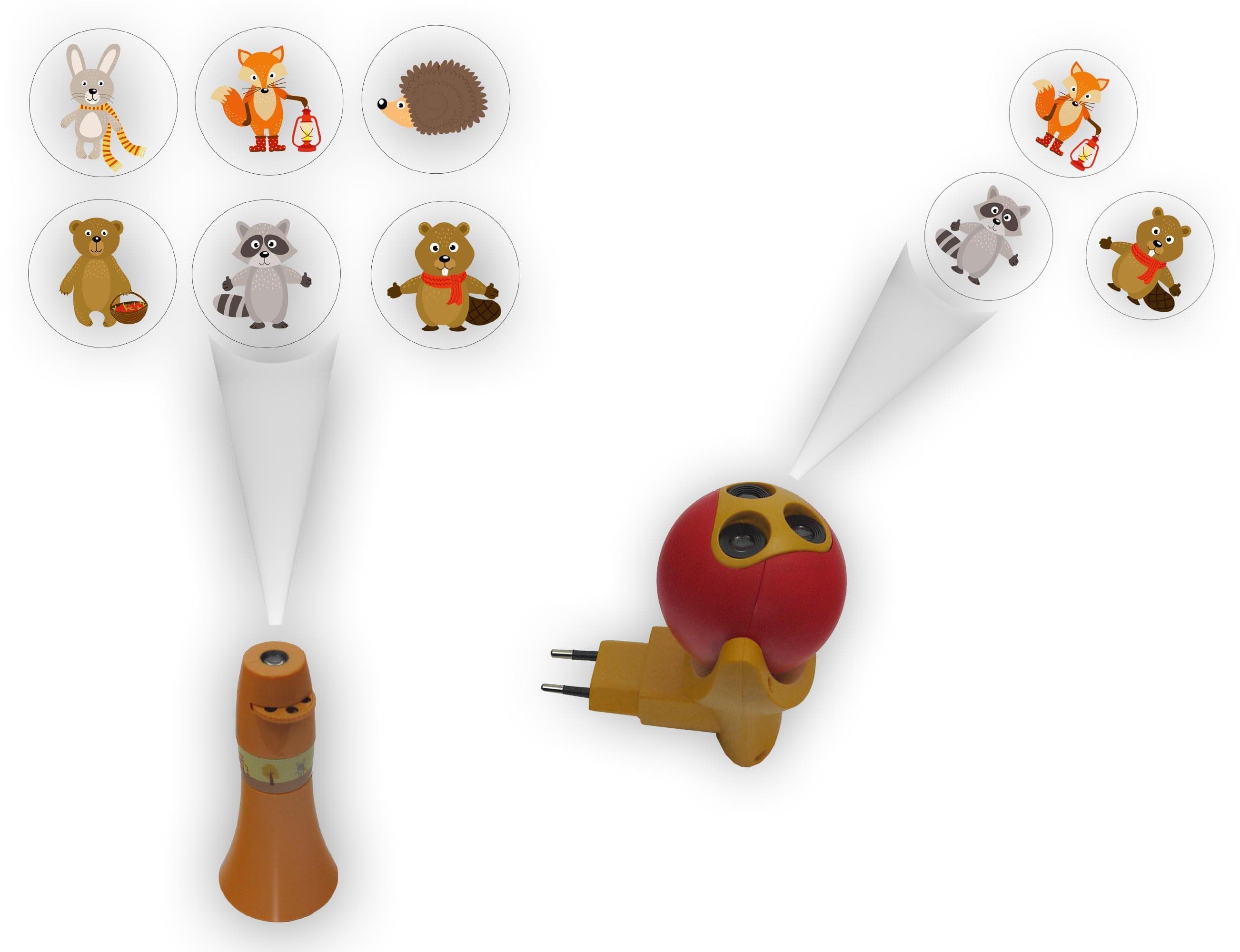 NIERMANN LED Nachtlicht Waldtiere gelb Set mit Projektor