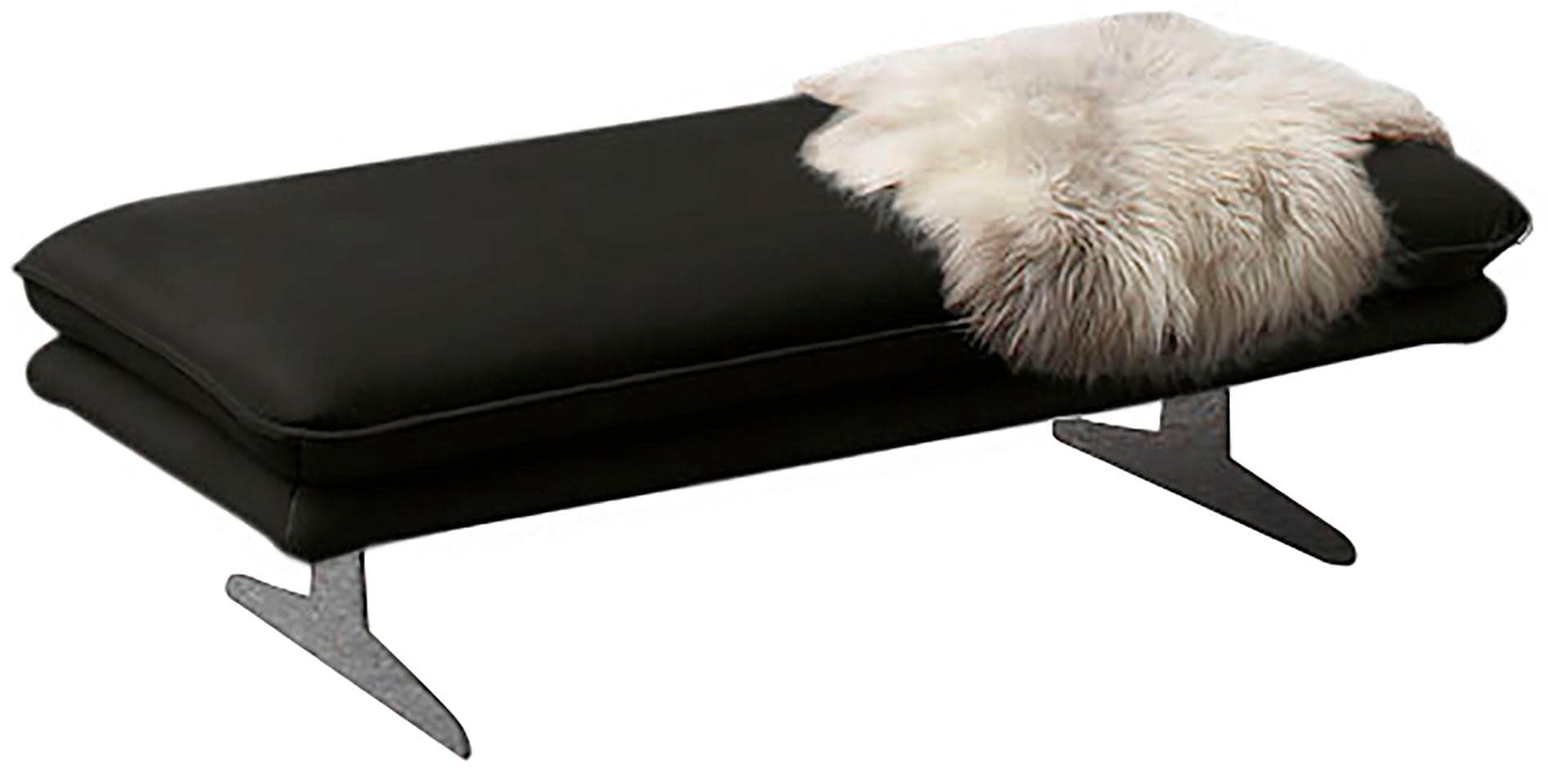 W.SCHILLIG Polsterhocker Schwarz Longlife Leder