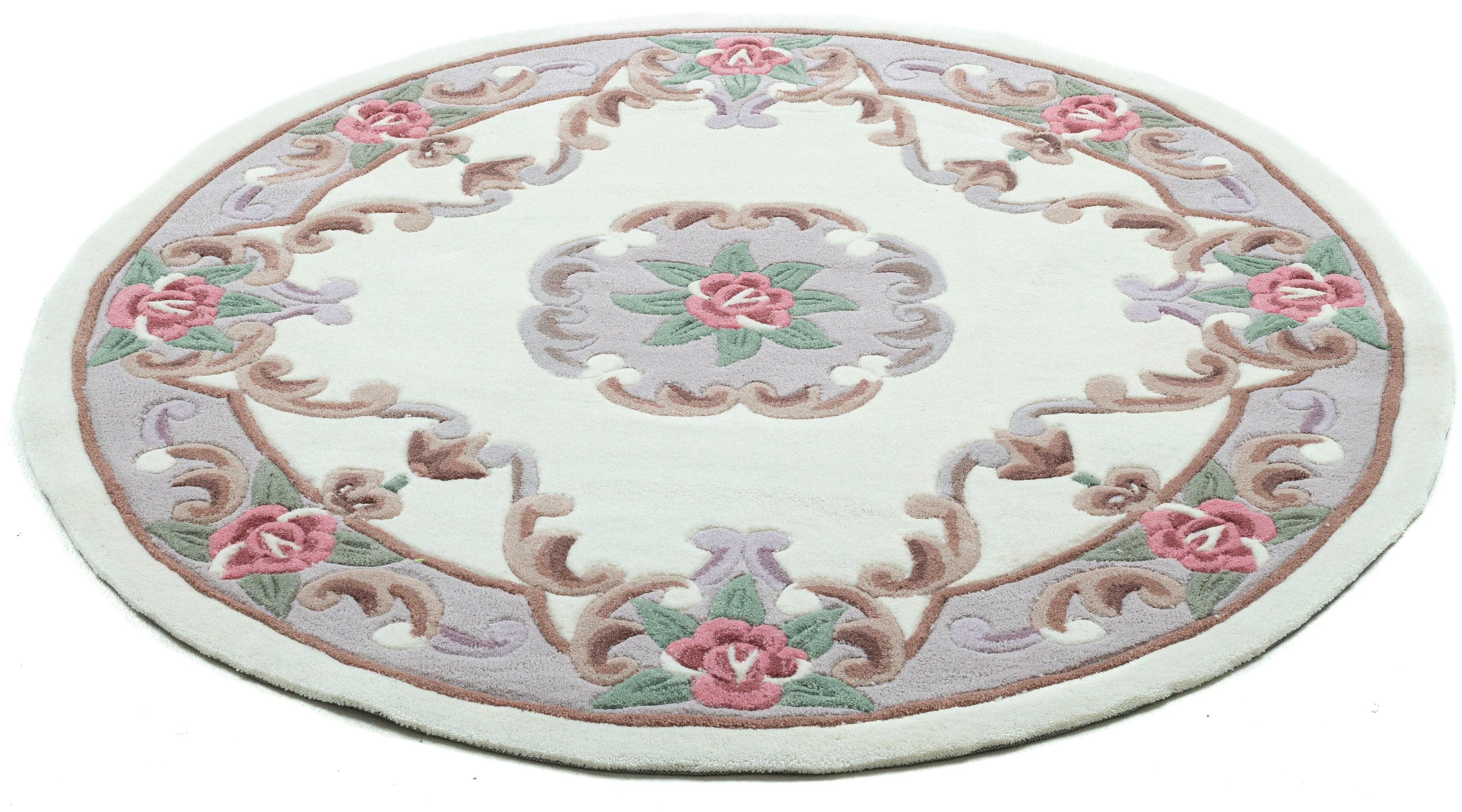 THEKO Teppich Ming Beige 190cm Rund Handgetuftet