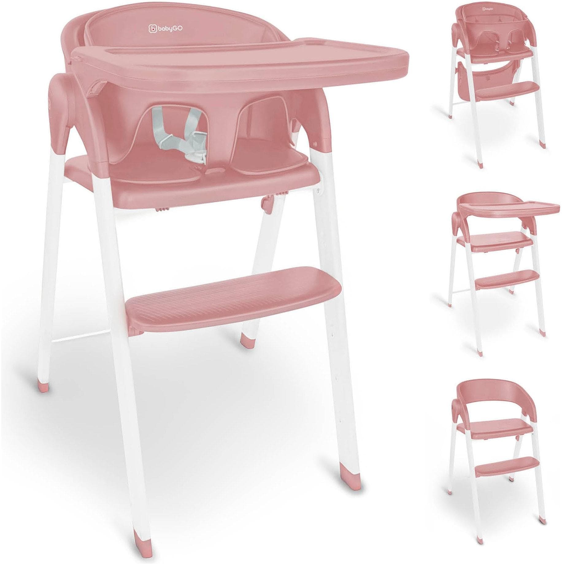 BABYGO Levels Kombihochstuhl Rosa Weiß Faltbar Höhenverstellbar