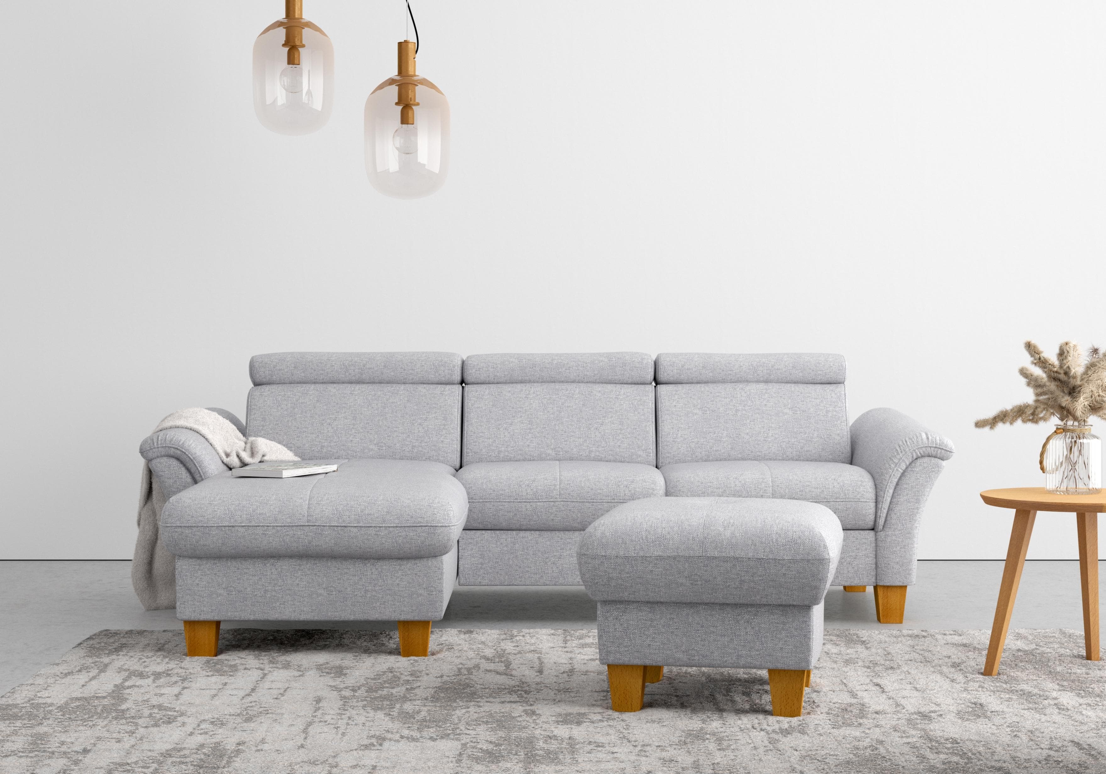Home Affaire Ecksofa Lindgren L-Form Silber mit Relaxfunktion und Bettfunktion