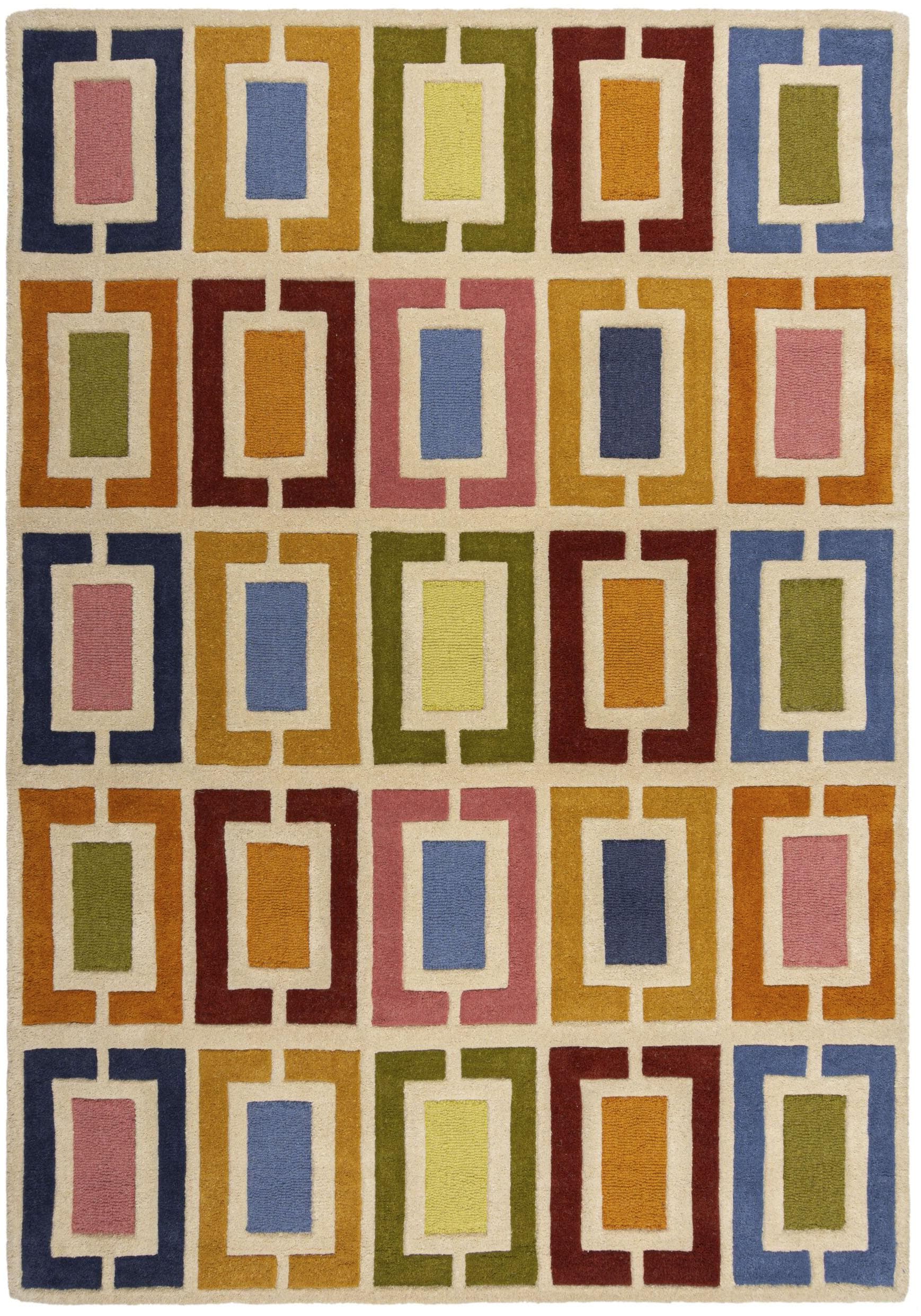 Wollteppich Retro Blocks mit Hoch-Tief-Effekt Bunt