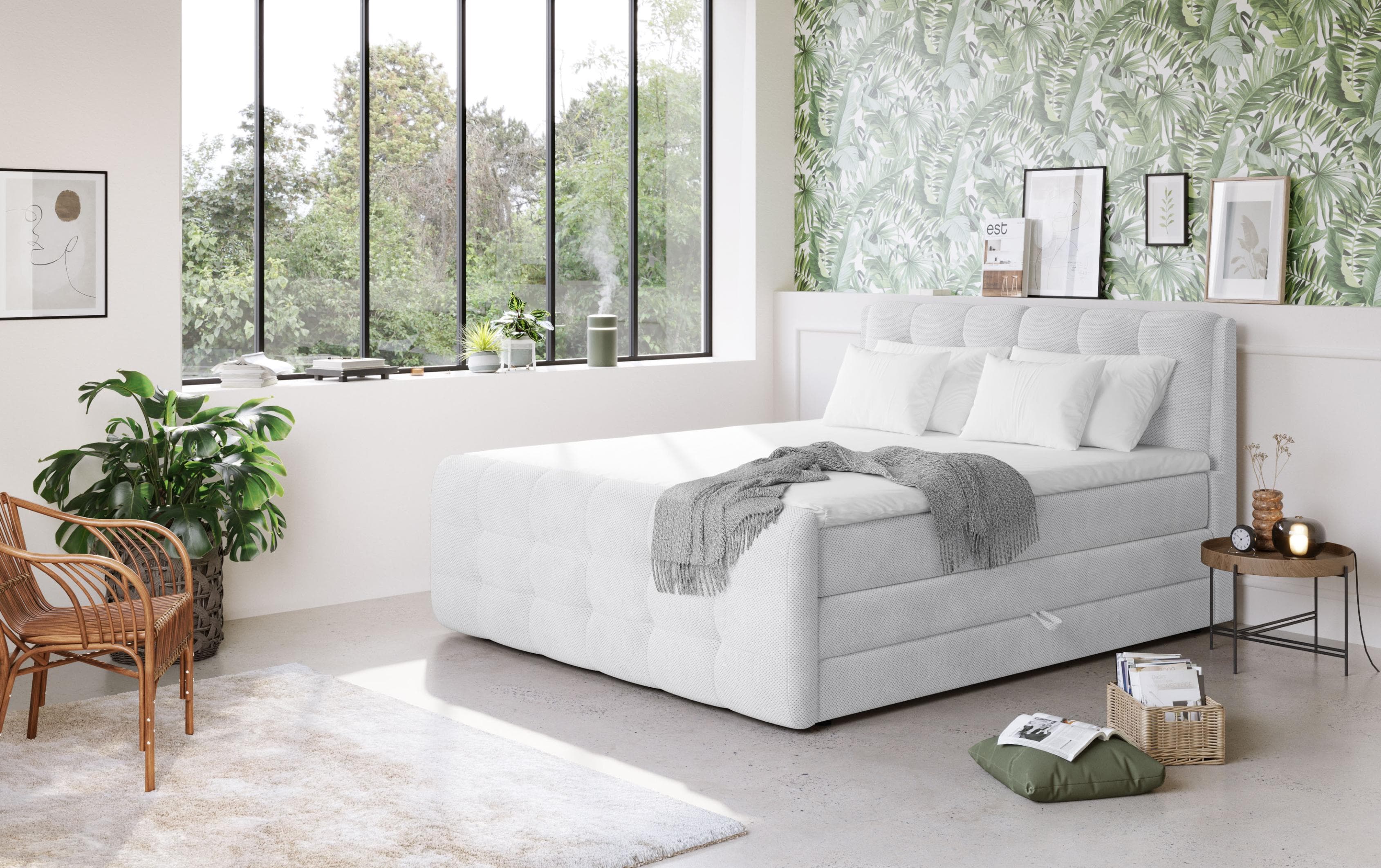 COTTA Boxspringbett Fort mit Bettkasten Grau 200x200 cm