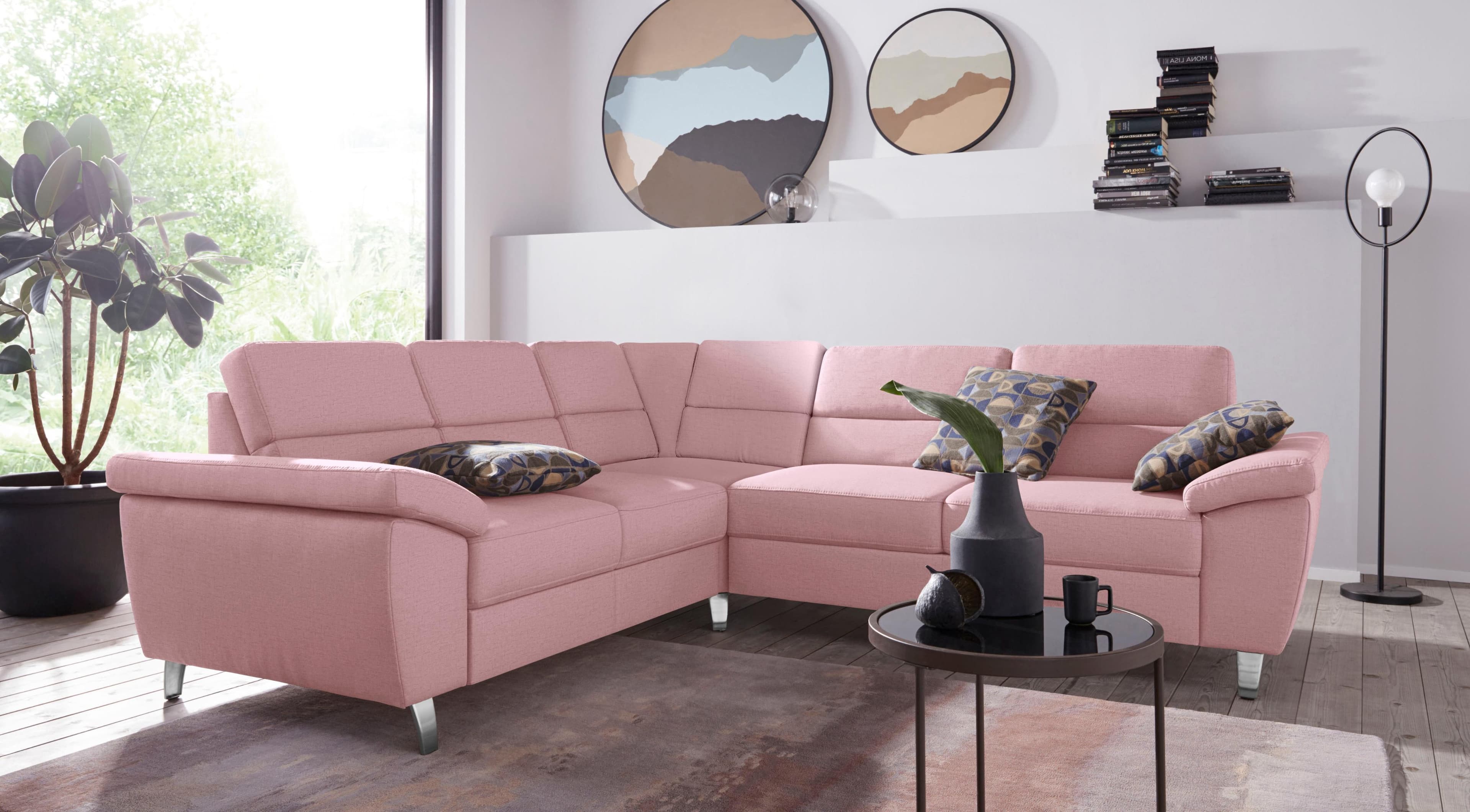 Ecksofa SIT & MORE Sorano L-Form Altrosa mit Bettkasten