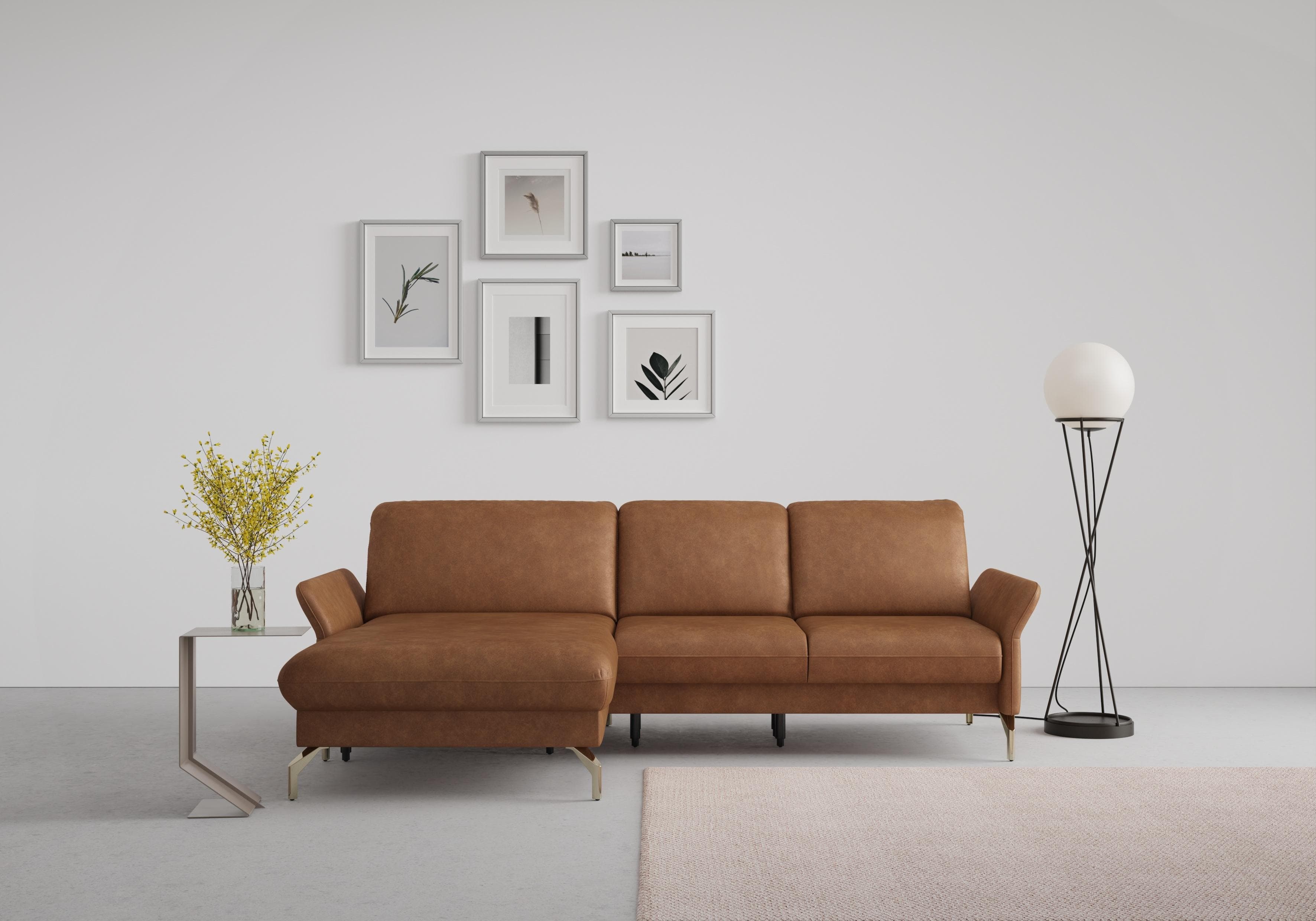 SIT & MORE Ecksofa Fashion L-Form Cognac Motorisch Vorziehsitz