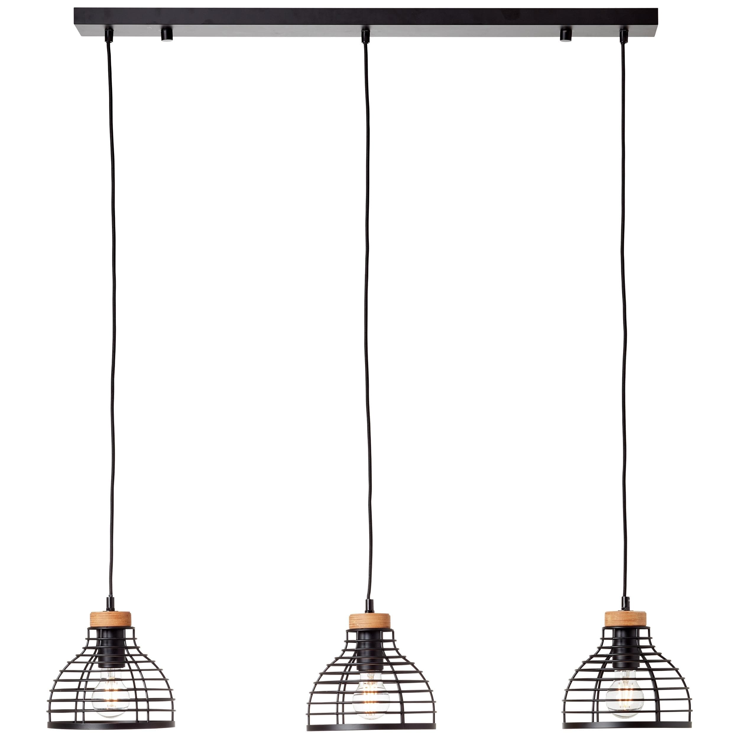 BRILLIANT Pendelleuchte Avia Schwarz Holz 3x E27 120cm