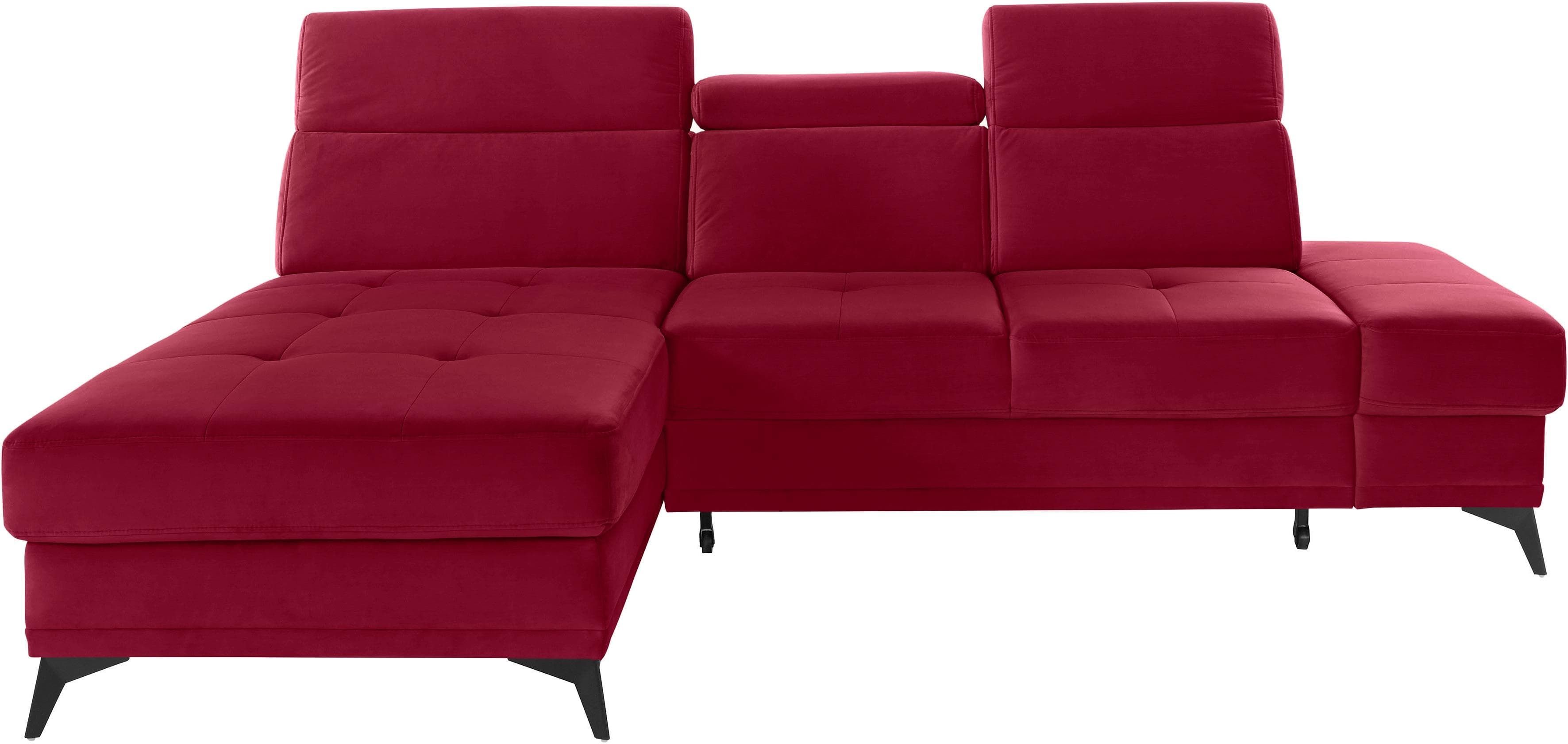 HOME AFFAIRE Cardiz L-Form Ecksofa Rot mit Bettfunktion