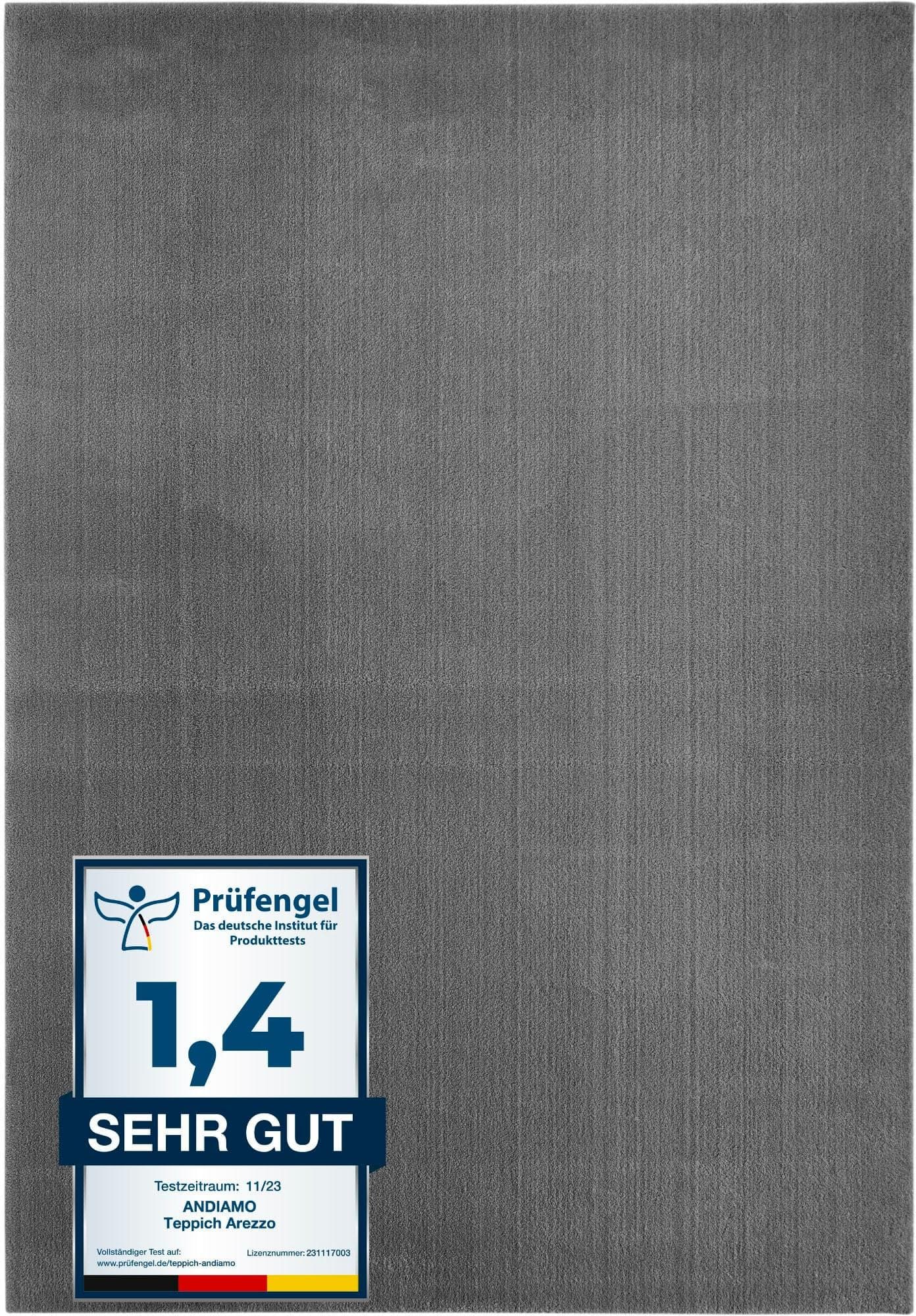 Teppich ANDIAMO Arezzo Anthrazit Weicher Flor Waschbar
