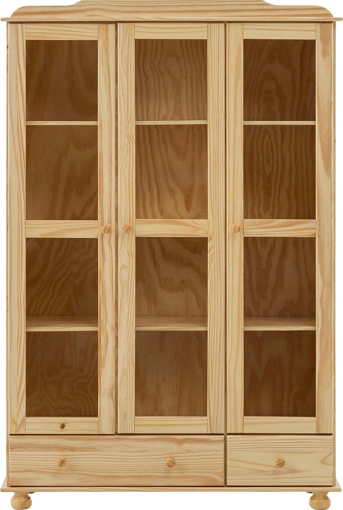 MÖBILIA Vitrine Chur Massivholz Kiefer Beige Natur 3 Türen