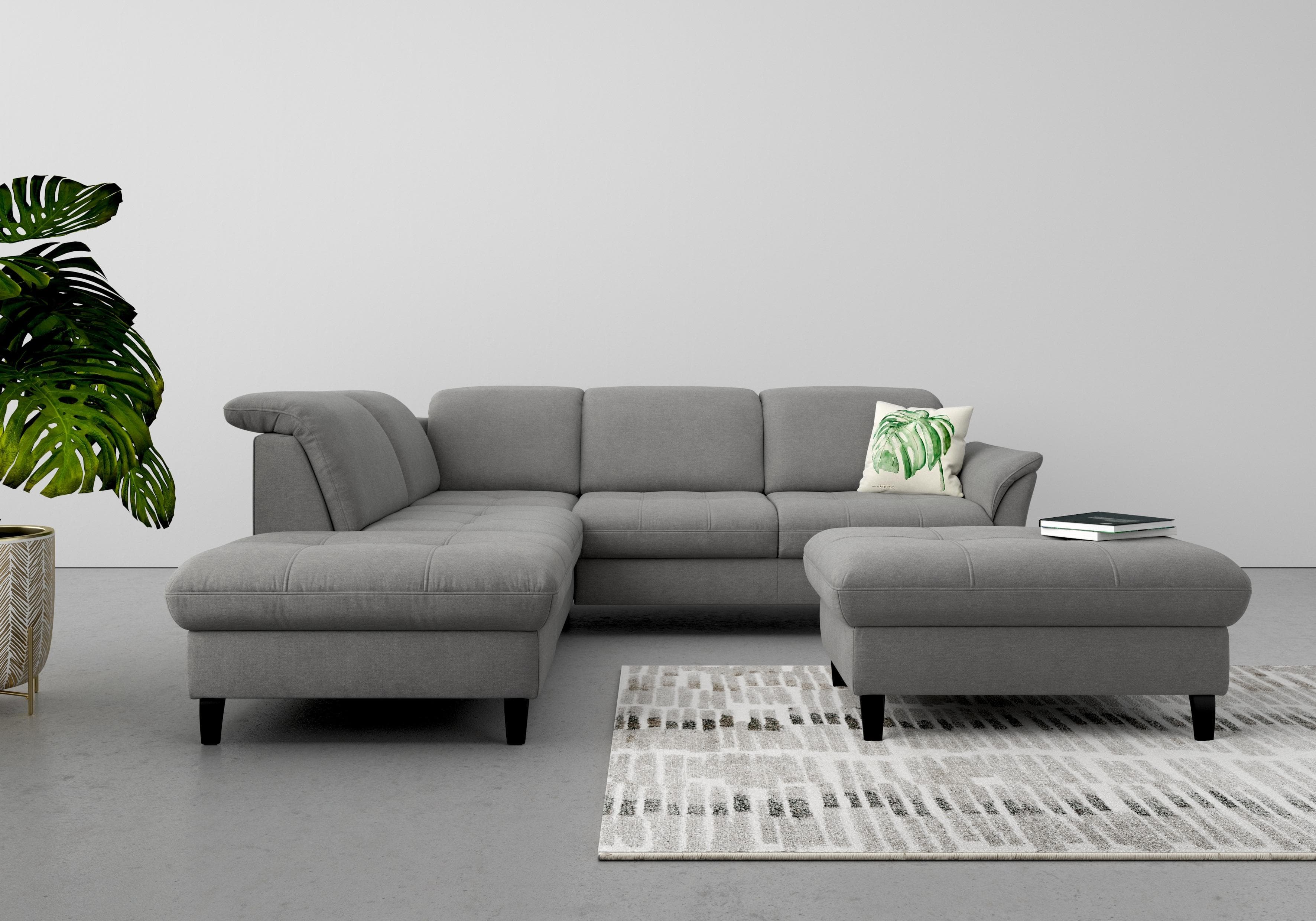 SIT & MORE Ecksofa Maggiore L-Form Grau Federkern