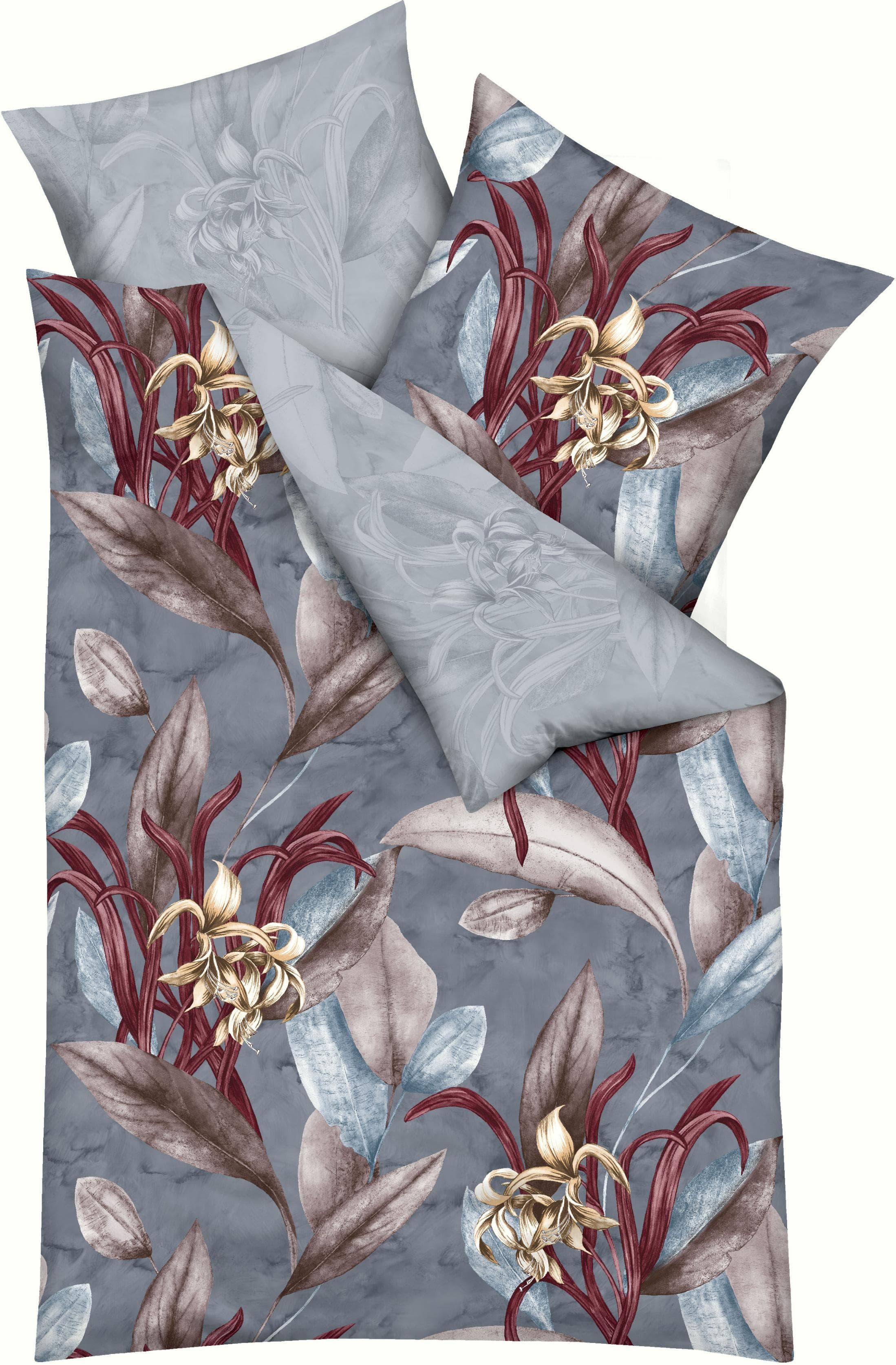 Kaeppel Bettwäsche Asmara Grau Mako-Satin Blumen