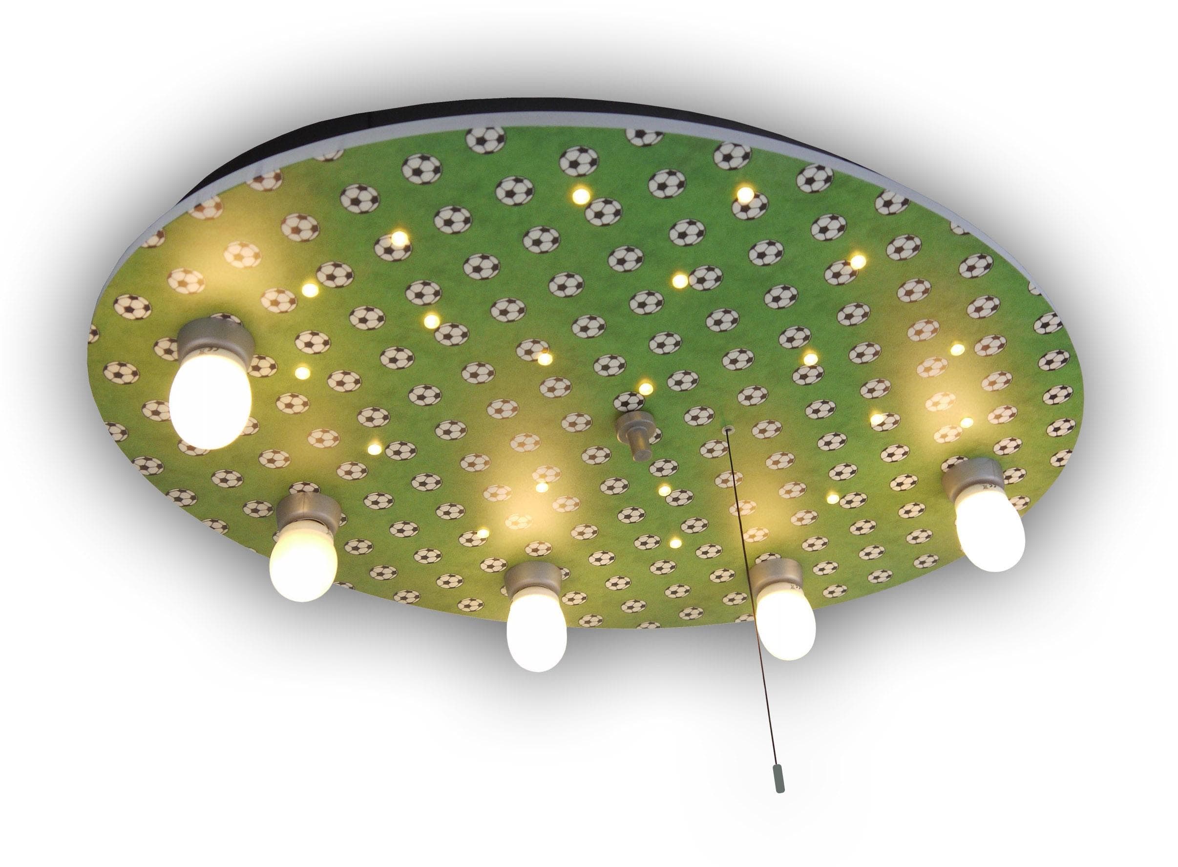 NIERMANN Deckenleuchte Fußbälle bunt grün silber 5-flammig