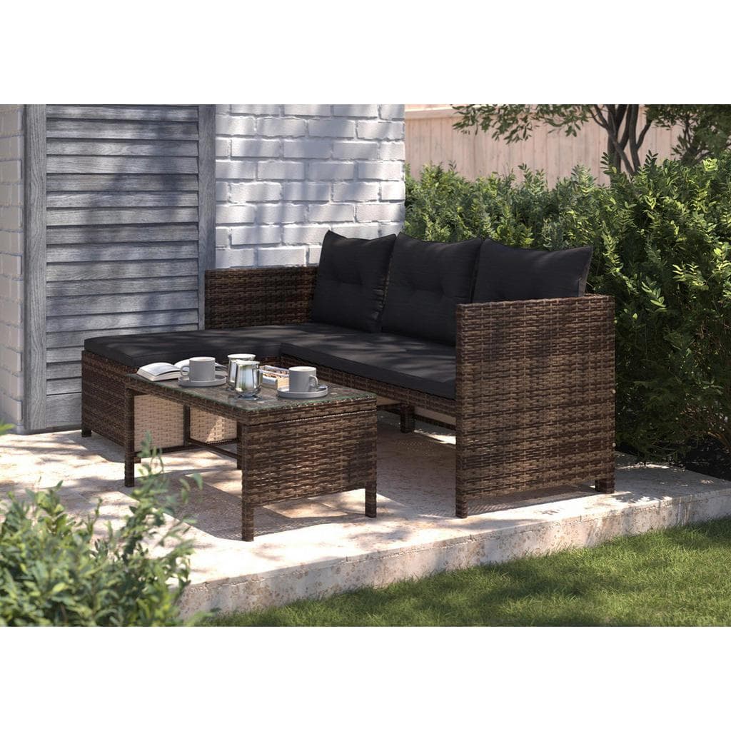 Ambia Garden Loungegarnitur Dunkelbraun L-Form mit Kissen