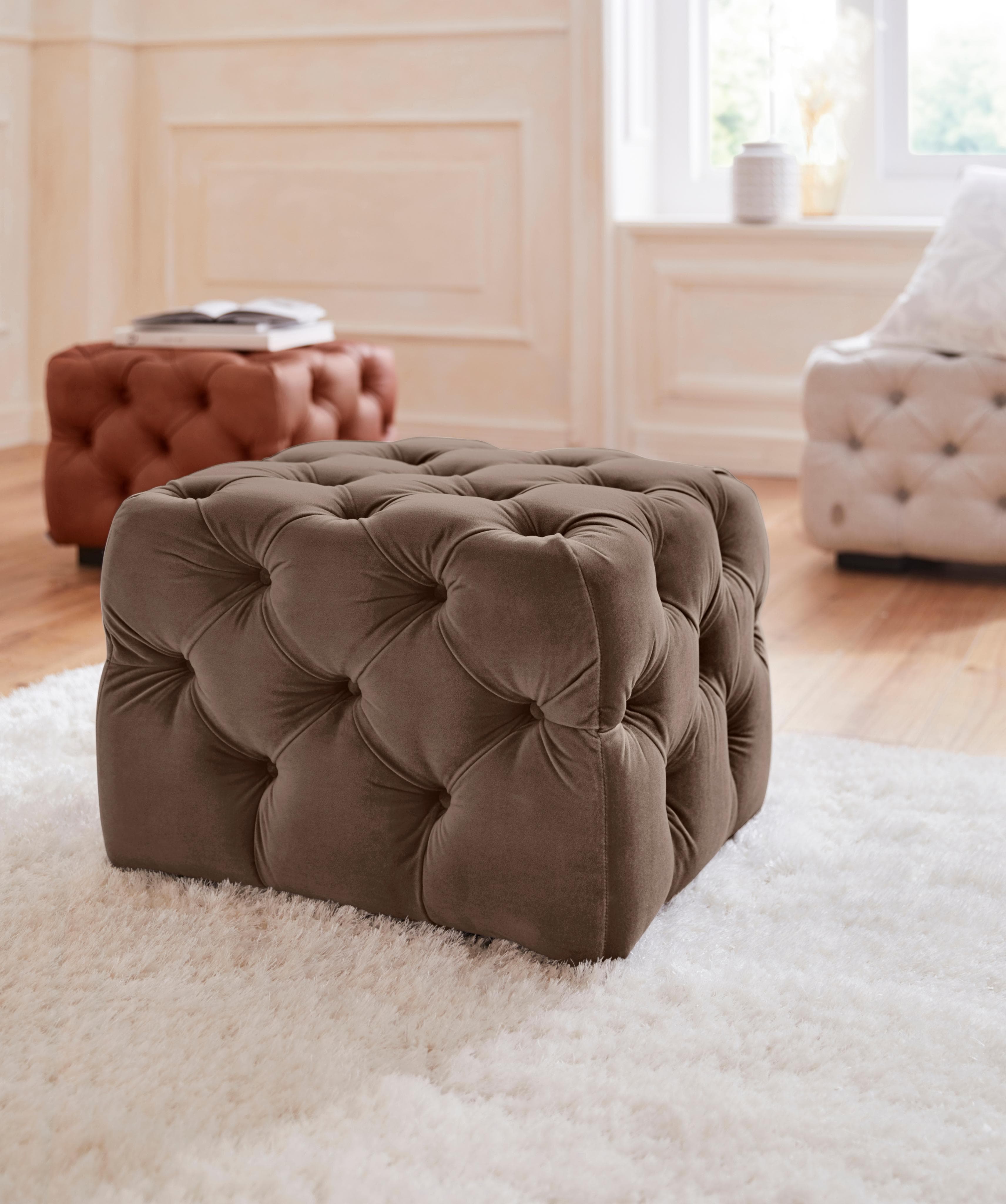 Home Affaire Polsterhocker Kalina Braun Chesterfield