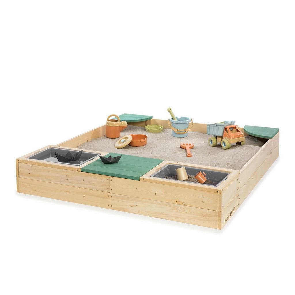 MUDDY BUDDY® Sandkasten Beach Rebel Natur/Salbeigrün mit Sitzbänken
