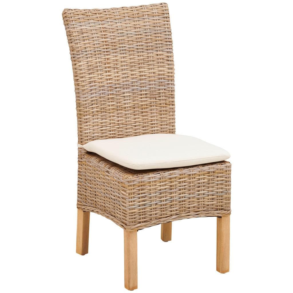 Livetastic Stuhl Grau Mangoholz Rattan Esszimmerstuhl