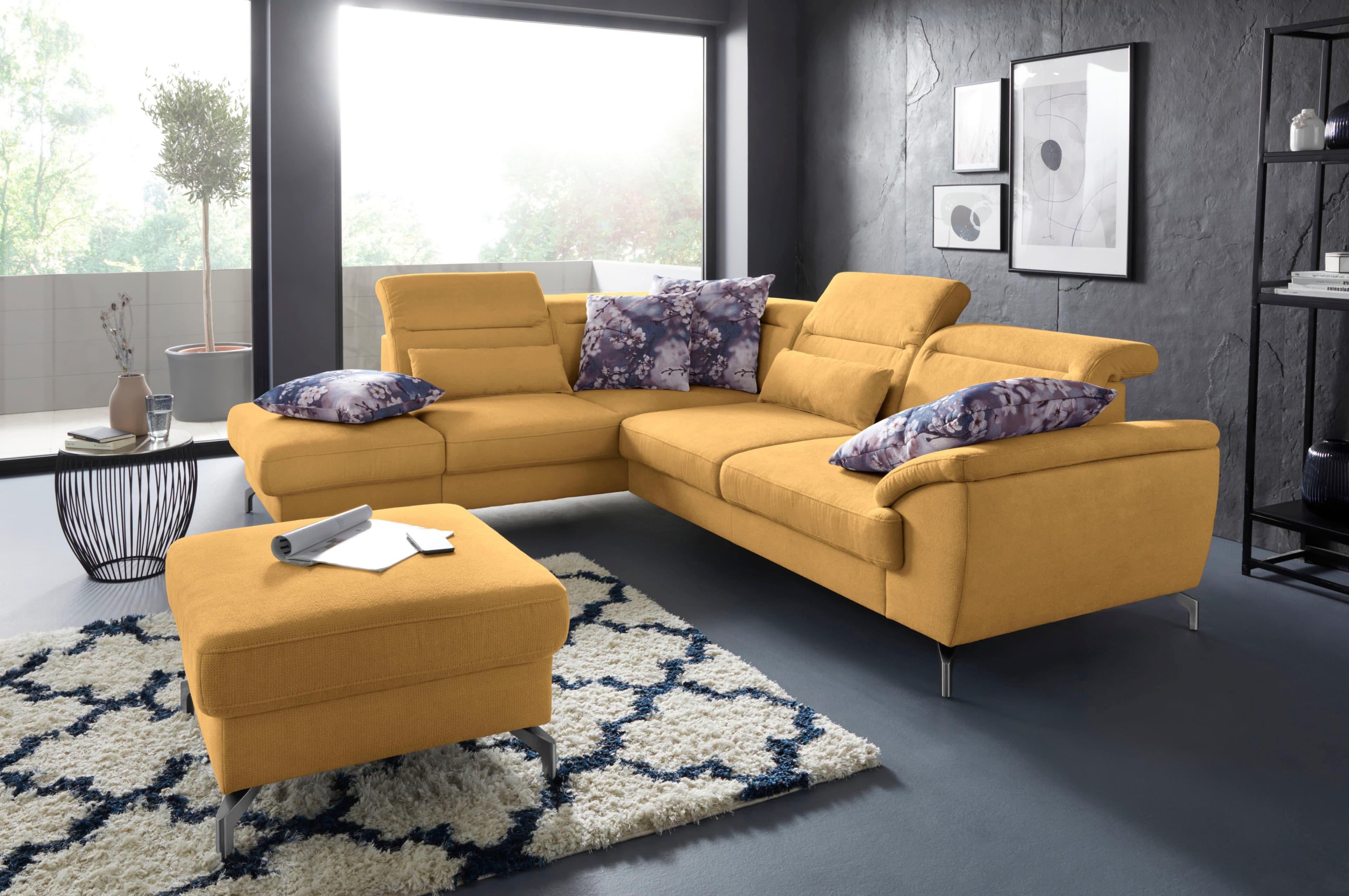 SIT & MORE Ecksofa Percy L-Form Gelb mit Sitztiefenverstellung