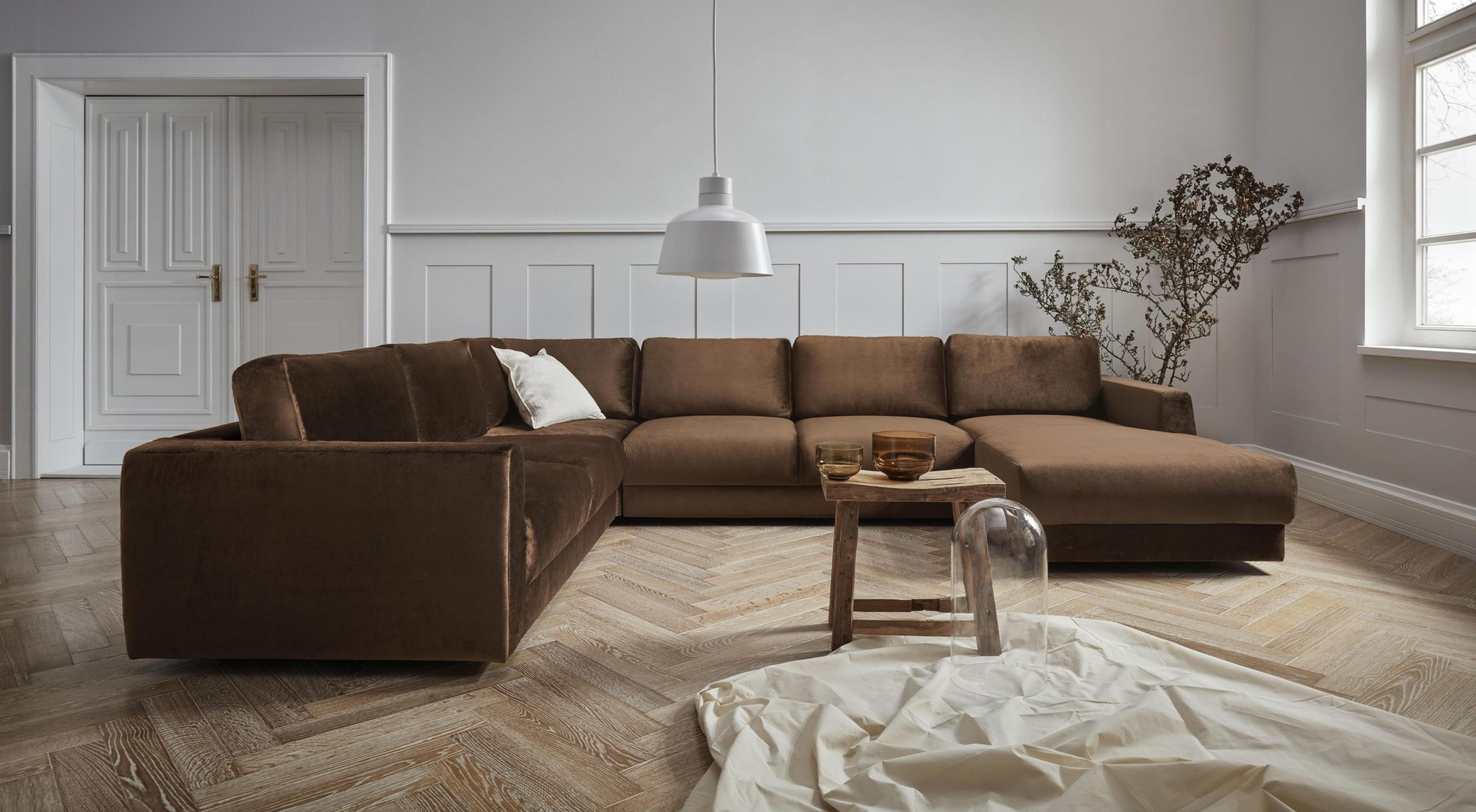 OTTO HOME Wohnlandschaft Hobro U-Form Braun Microfaser
