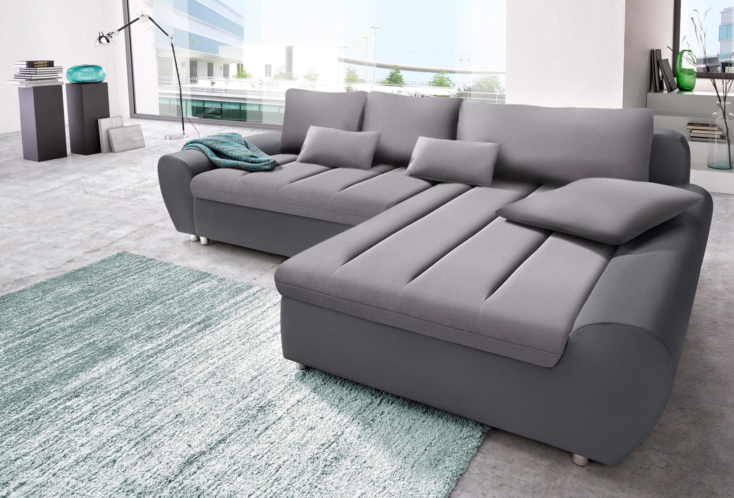 Ecksofa SIT & MORE Bandos L-Form Grau Anthrazit