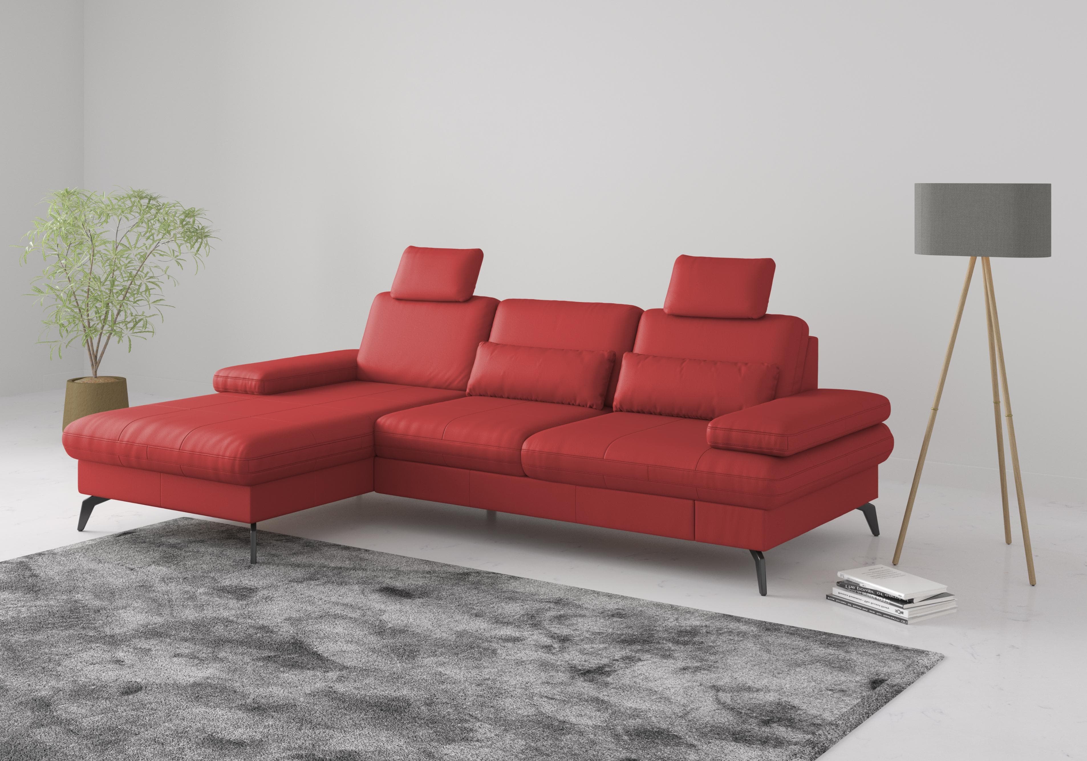 Sit & More Ecksofa Morris L-Form mit Sitztiefenverstellung Feuerrot