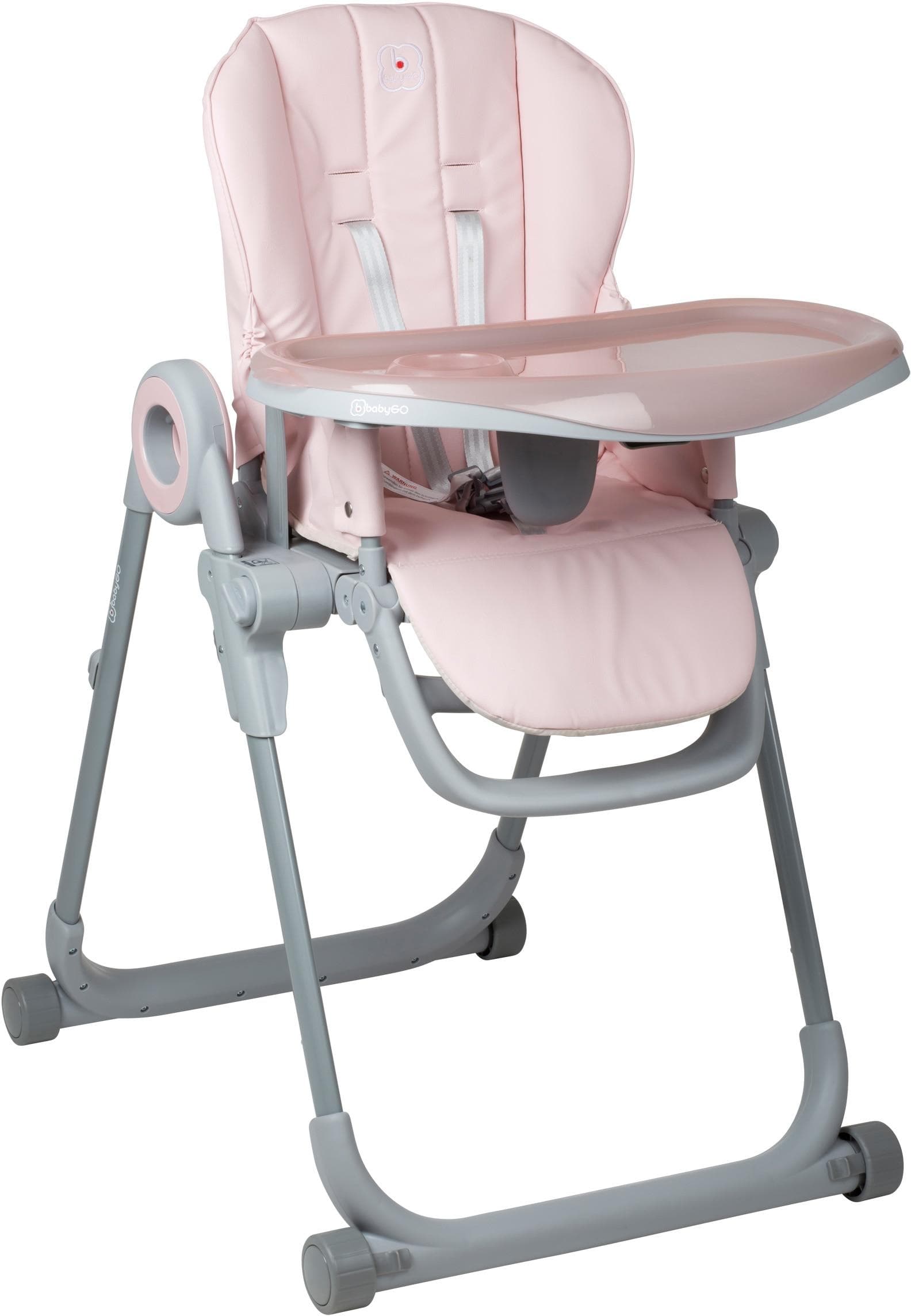BabyGO Hochstuhl Divan Pink Grau Aluminium Klappbar