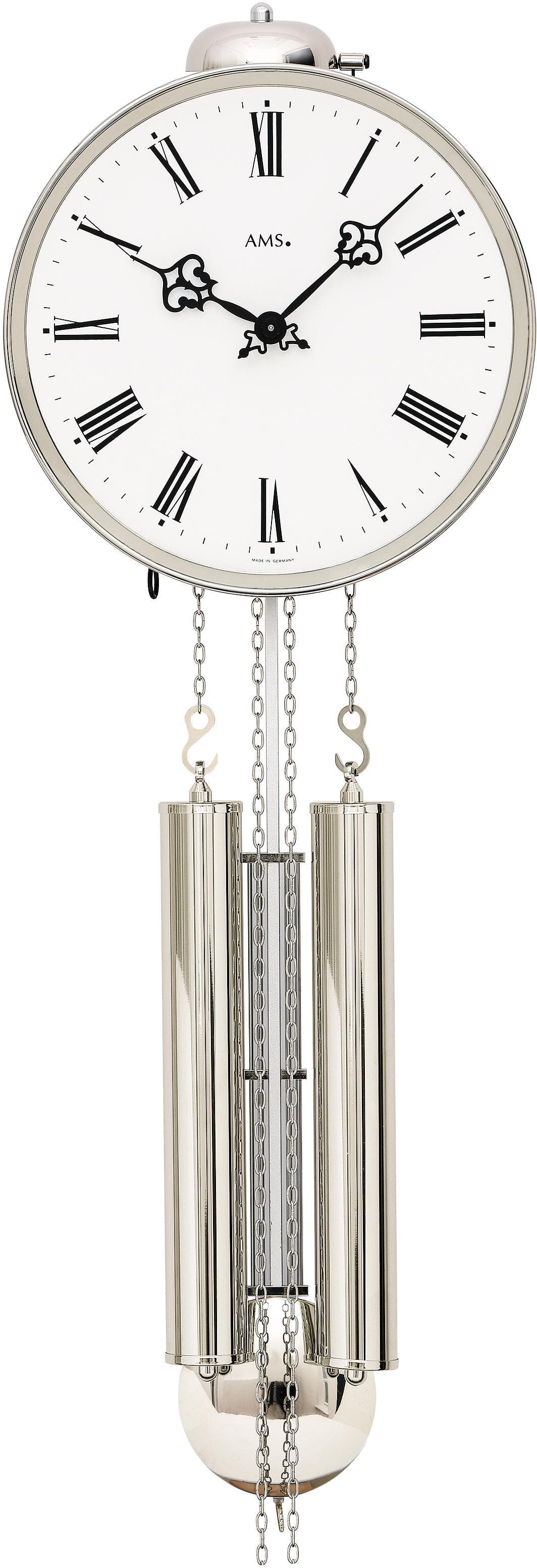 AMS Pendelwanduhr H342 Mechanische Uhr Holz Metall