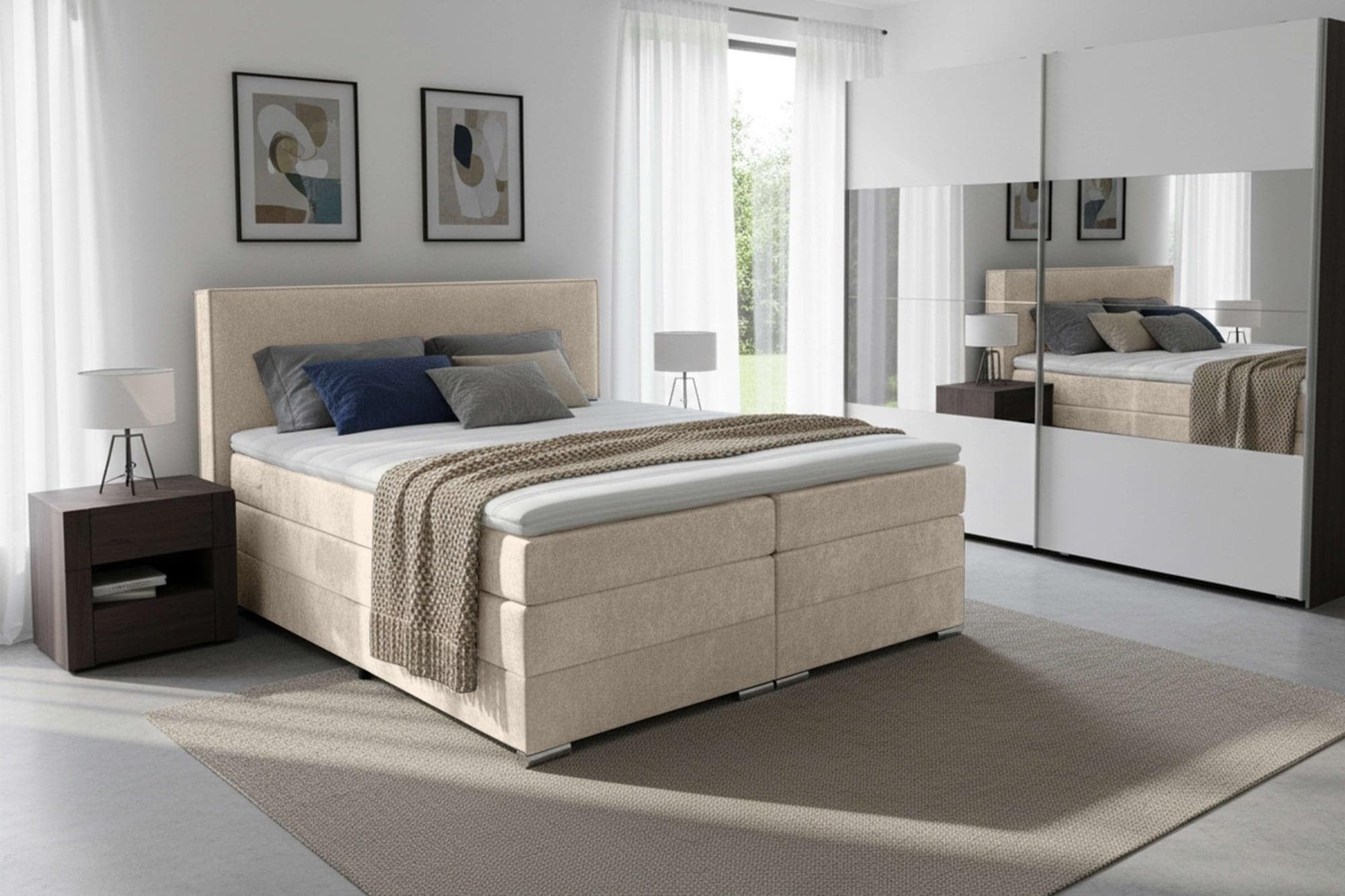 HOME AFFAIRE Boxspringbett Romeo 180x200cm 5-Zonen-Taschen-Federkernmatratze