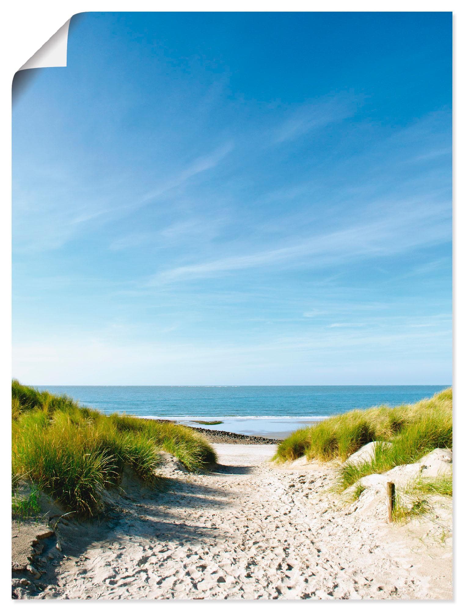 Artland Poster Strand mit Sanddünen und Weg zur See Beige