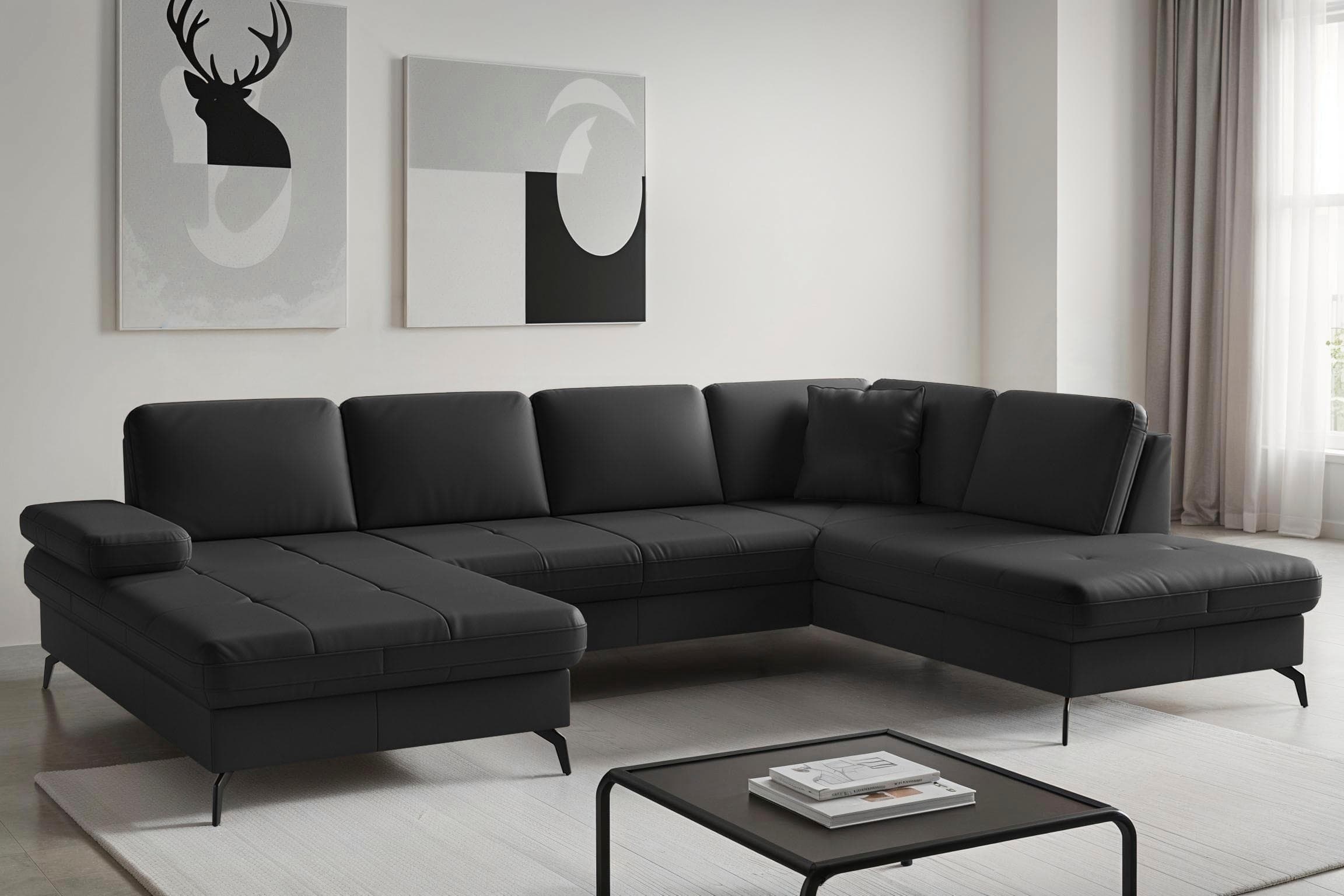 Wohnlandschaft SIT & MORE Morris Jubi Schwarz mit Armteilfunktion