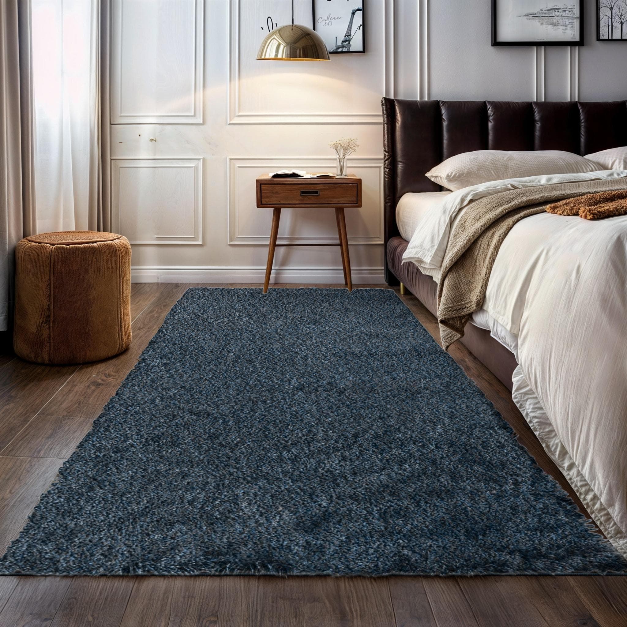 OTTO HOME Hochflor-Teppich Banji Dunkelblau Uni Shaggy