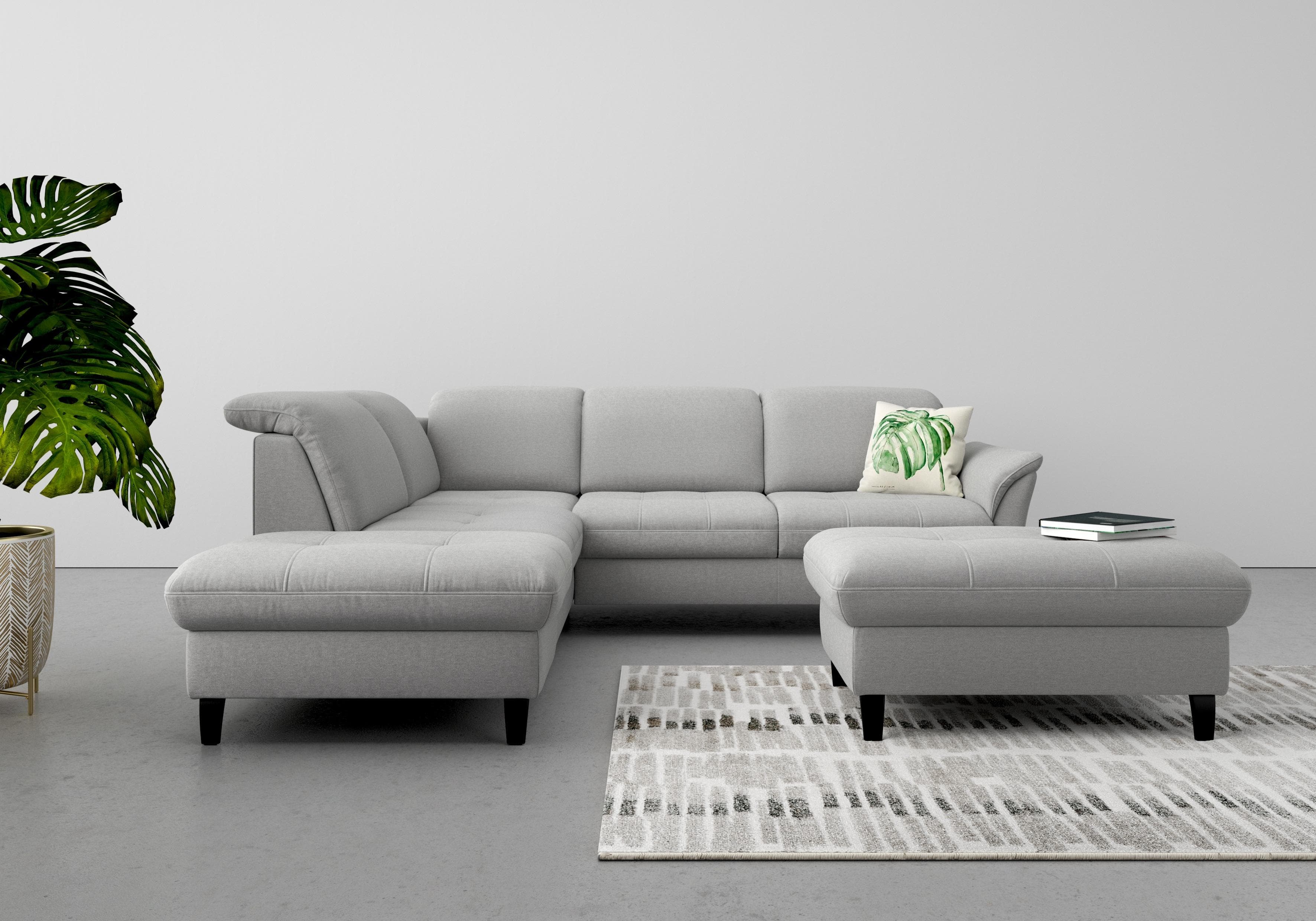 Ecksofa SIT & MORE Maggiore L-Form Grau Federkernpolsterung