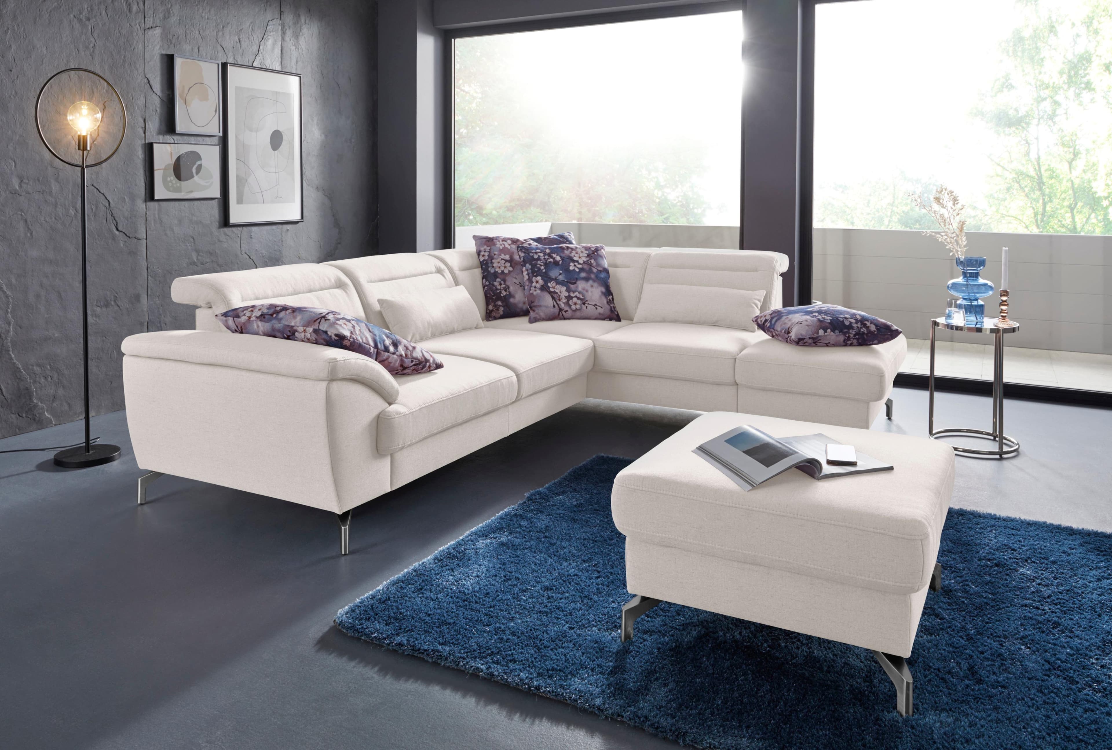 SIT & MORE Ecksofa Percy L-Form Beige mit Sitztiefenverstellung