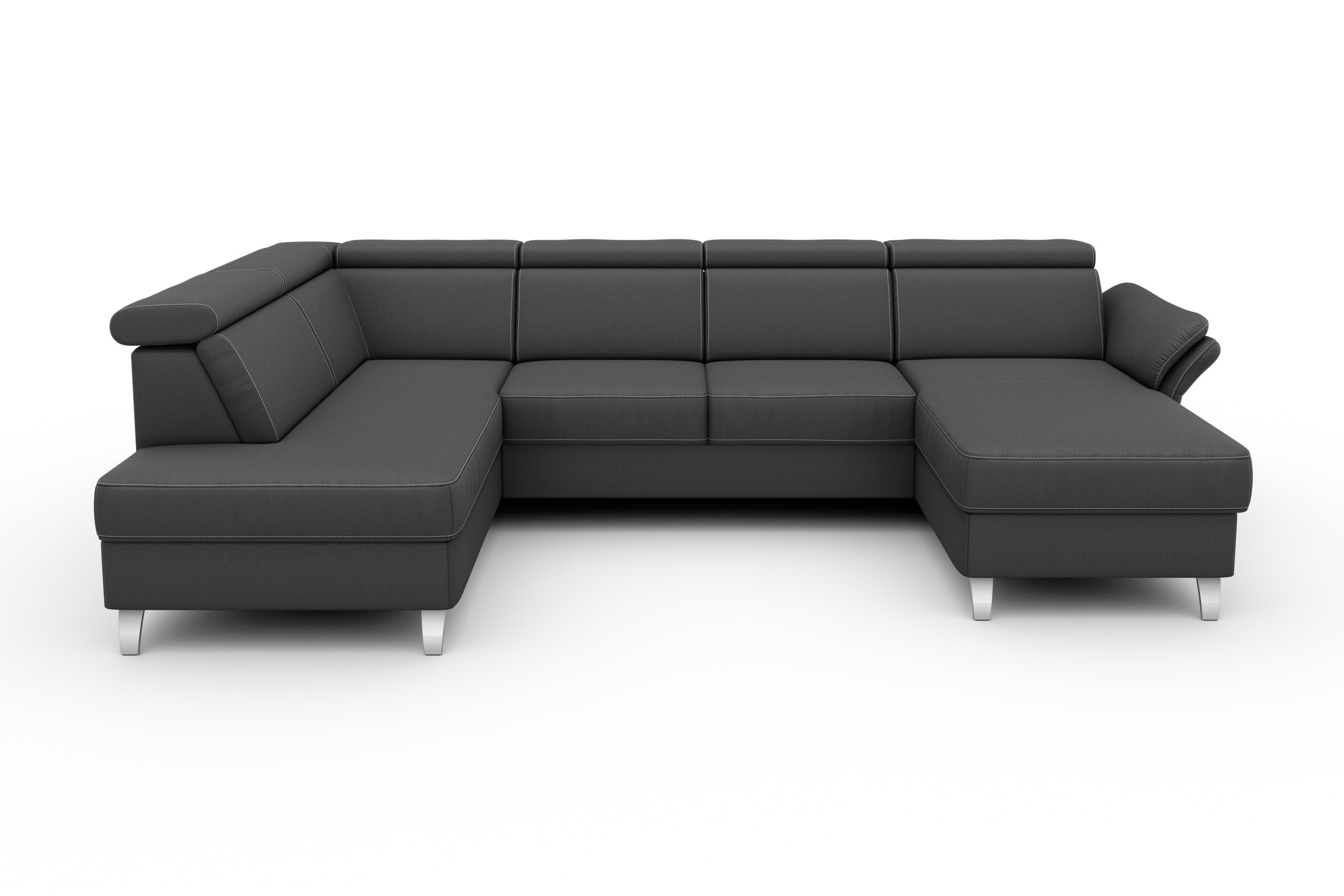 SIT & MORE Wohnlandschaft Vincenzo U-Form Anthrazit mit Bettfunktion
