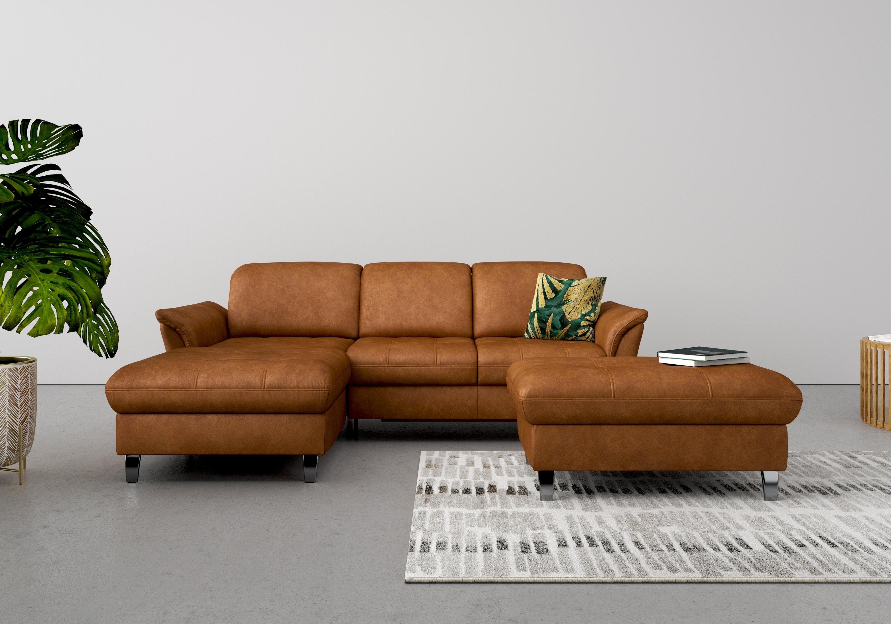 SIT & MORE Ecksofa Maggiore L-Form Cognac mit Bettfunktion