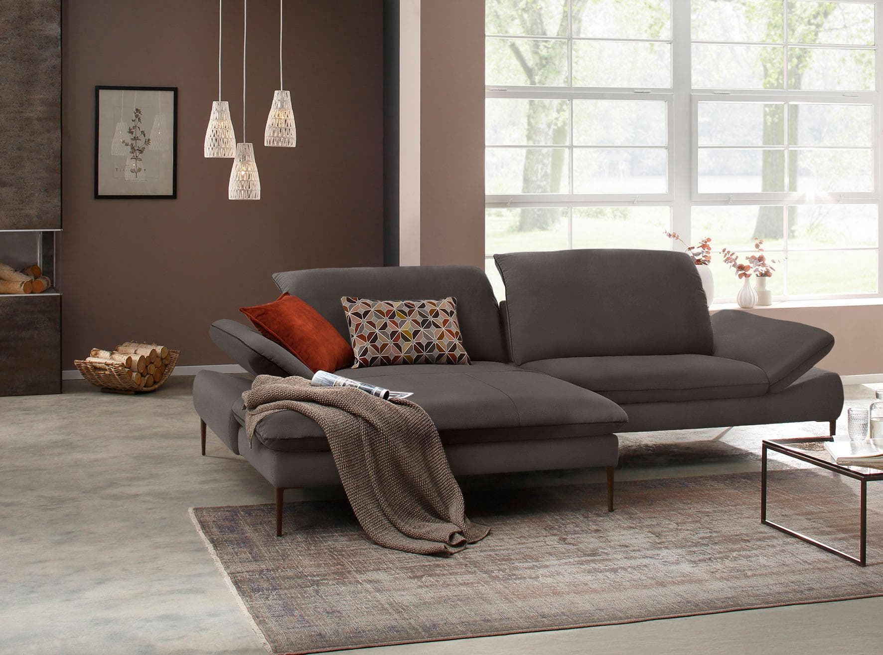 W.SCHILLIG Ecksofa enjoy&MORE L-Form Braun mit Sitztiefenverstellung