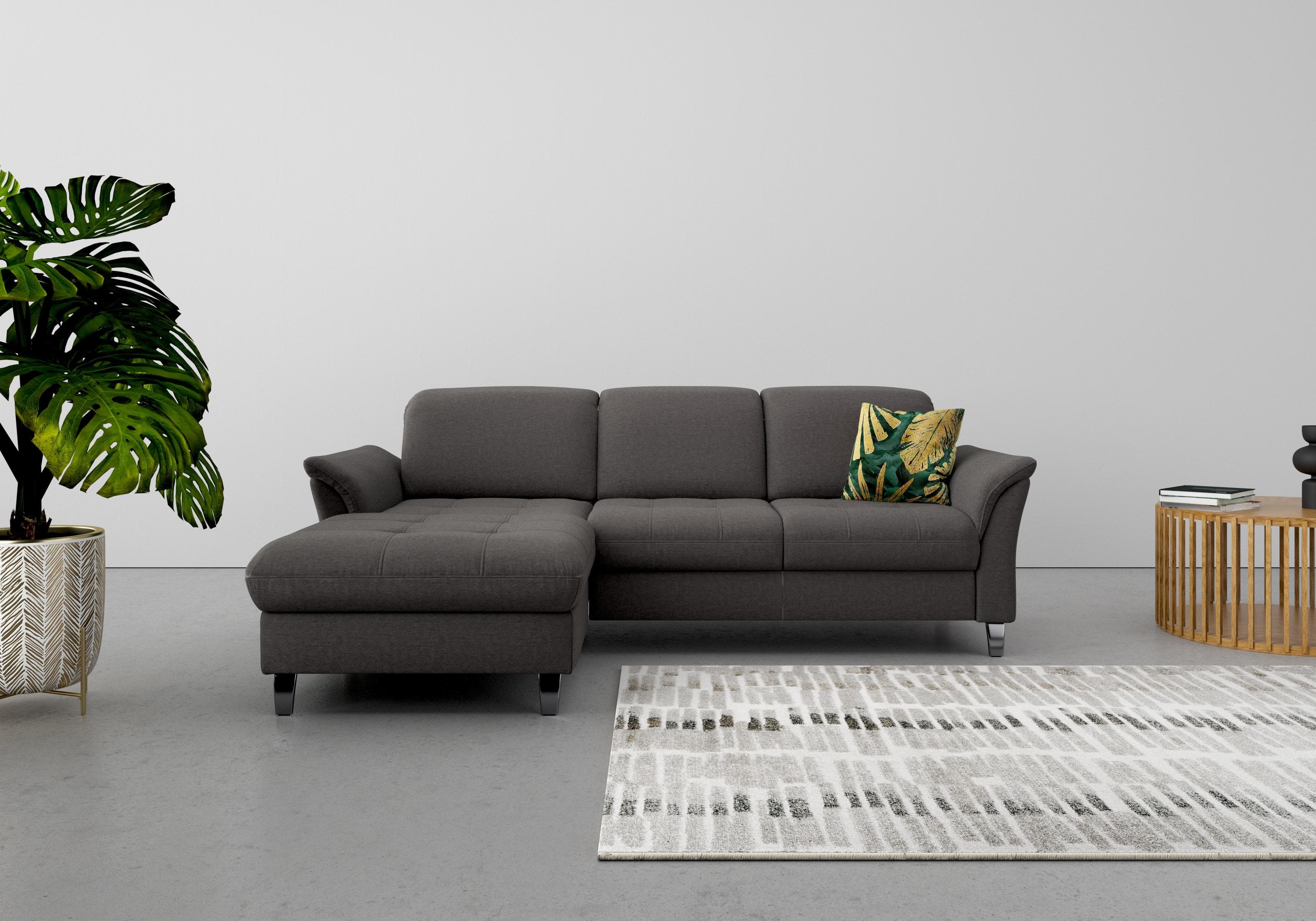 SIT & MORE Ecksofa Maggiore L-Form Grau Microfaser