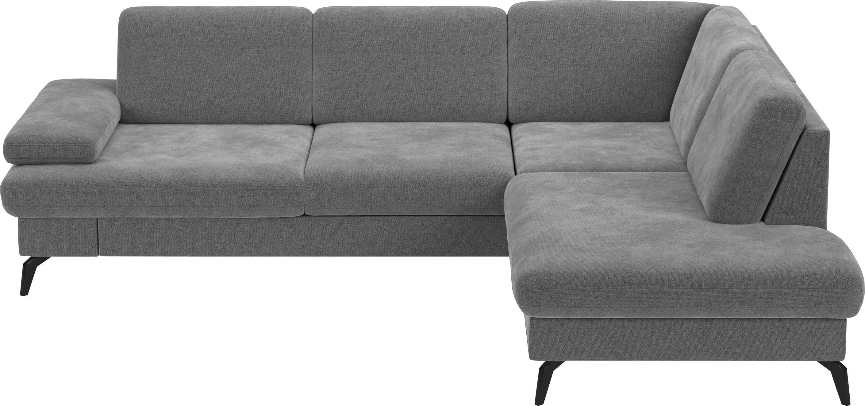 SIT & MORE Morris Ecksofa L-Form Grau mit Bettfunktion