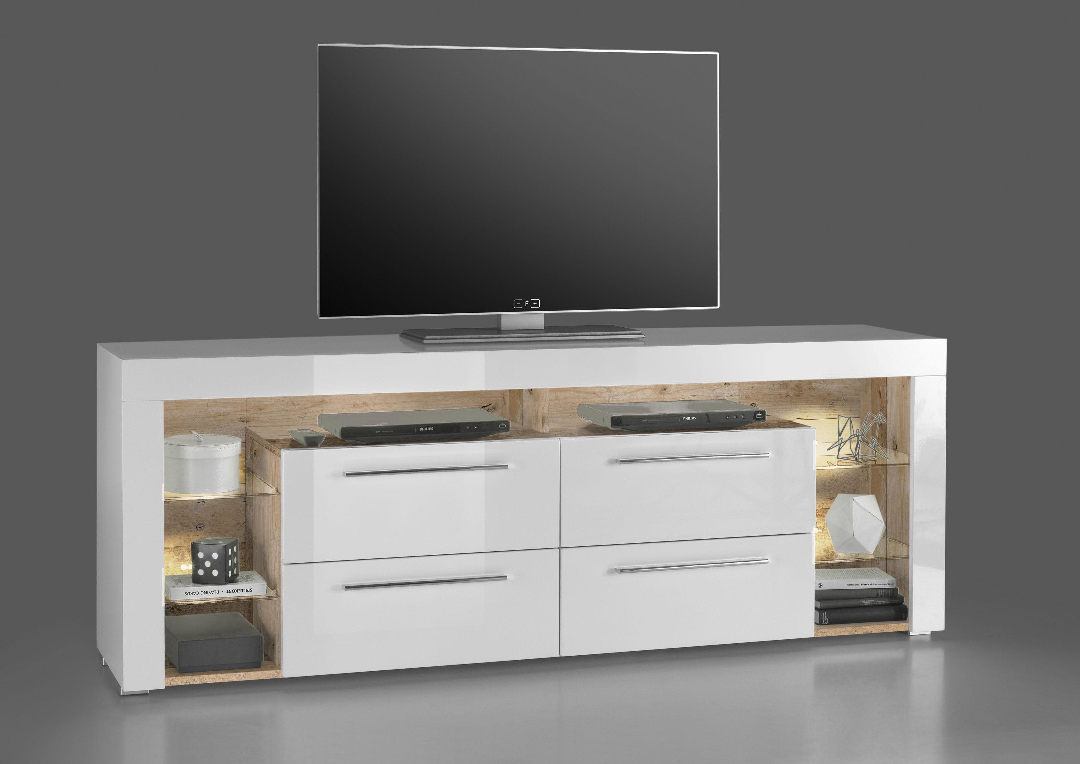 TV-Schrank STOLKOM Goal weiß mit LED-Beleuchtung
